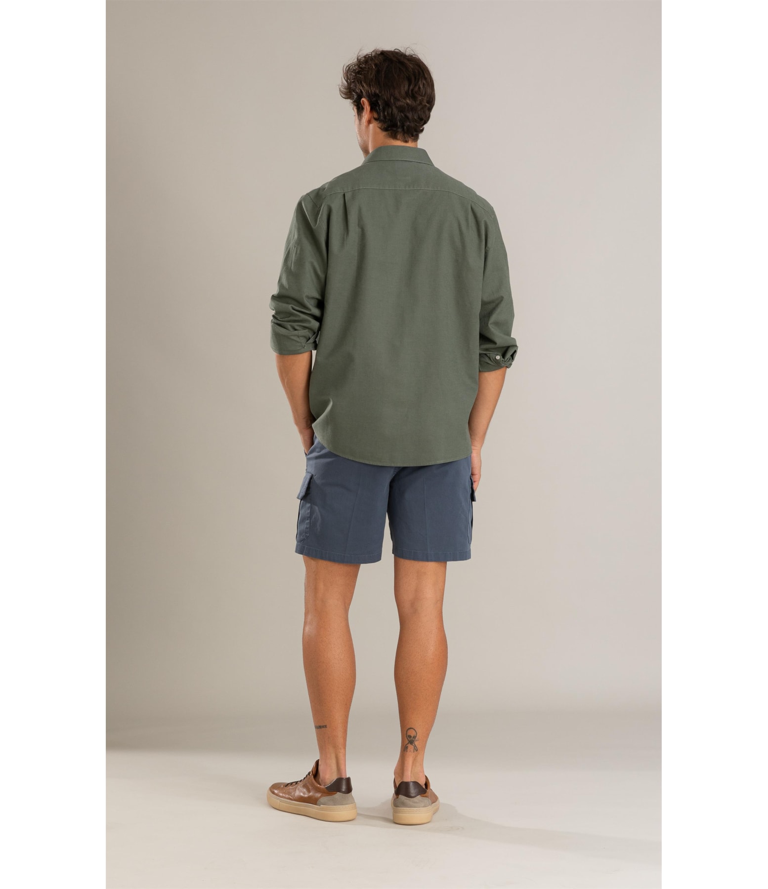 Camisa Linho Ml Verde Army