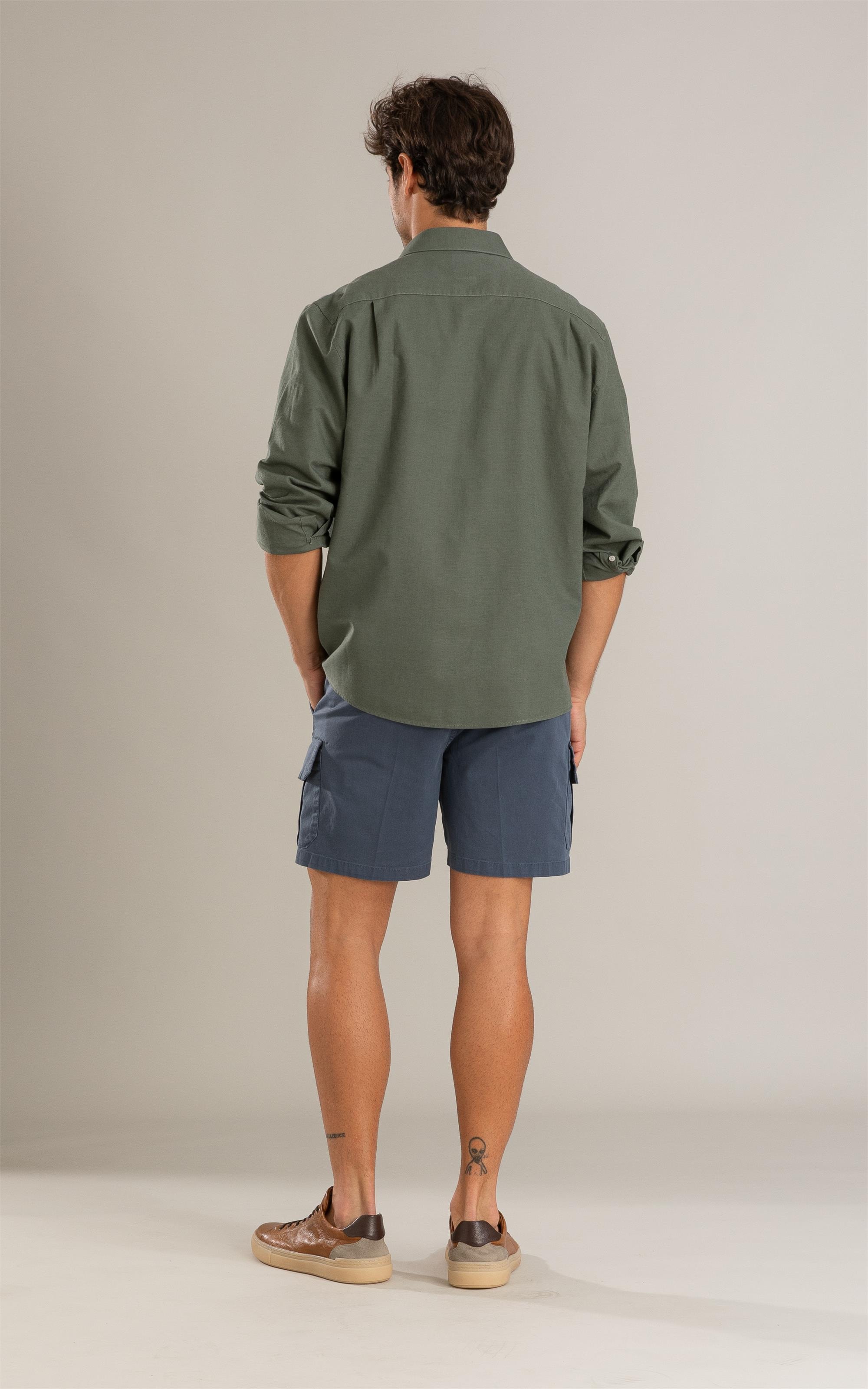 Camisa Linho Ml Verde Army