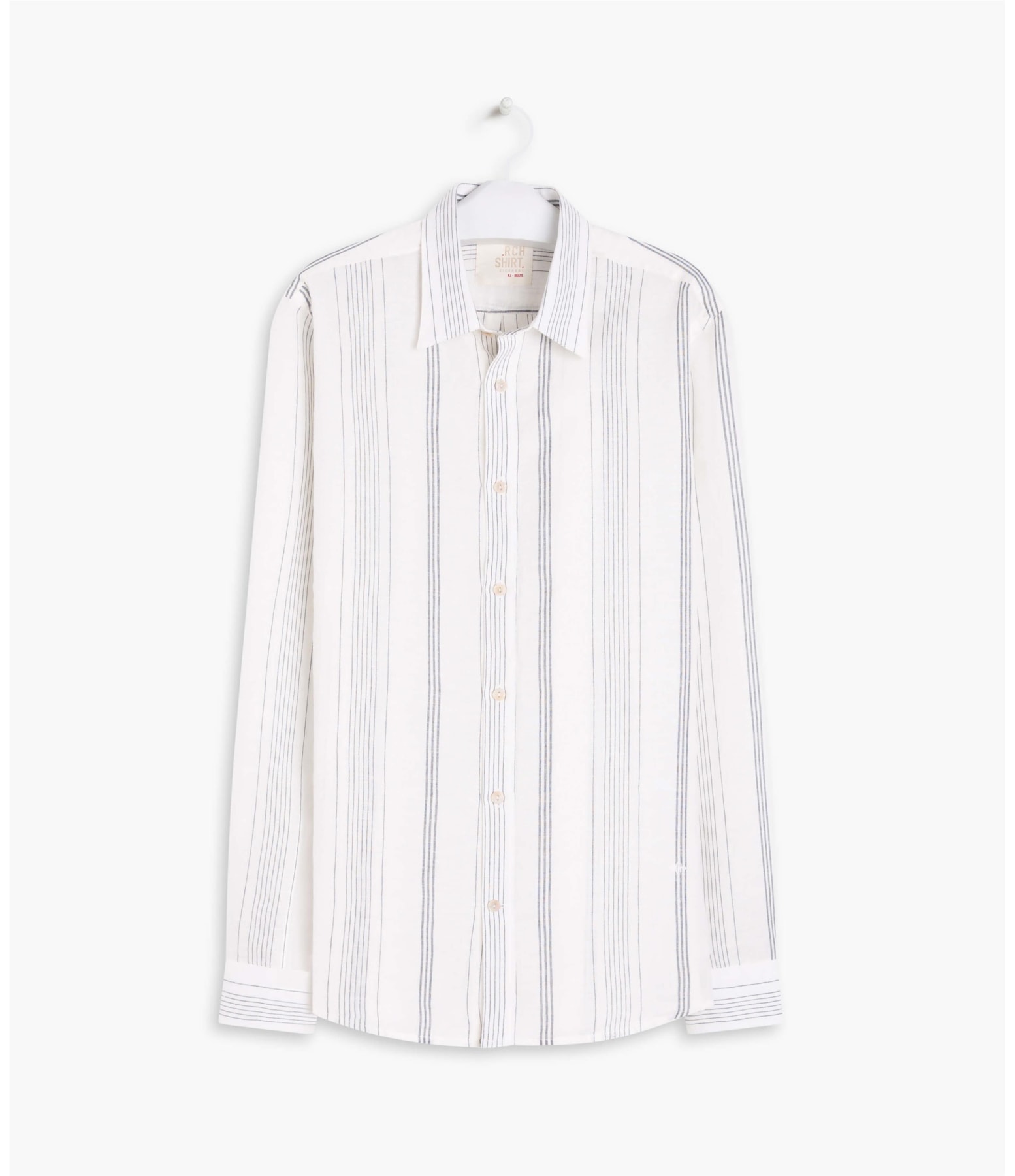 Camisa Linho  Murilo Listrada Ml Dark Navy