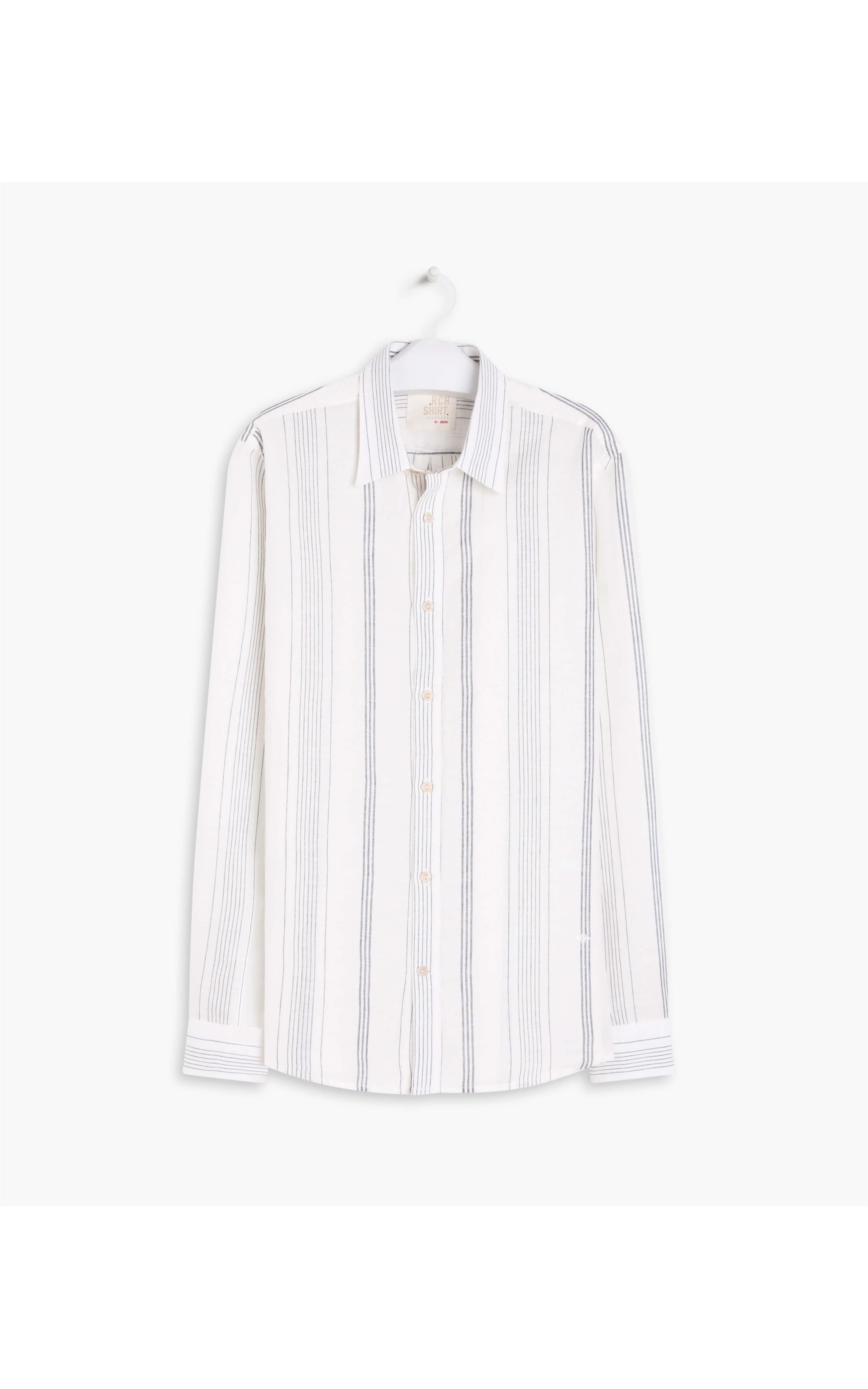 Camisa Linho  Murilo Listrada Ml Dark Navy