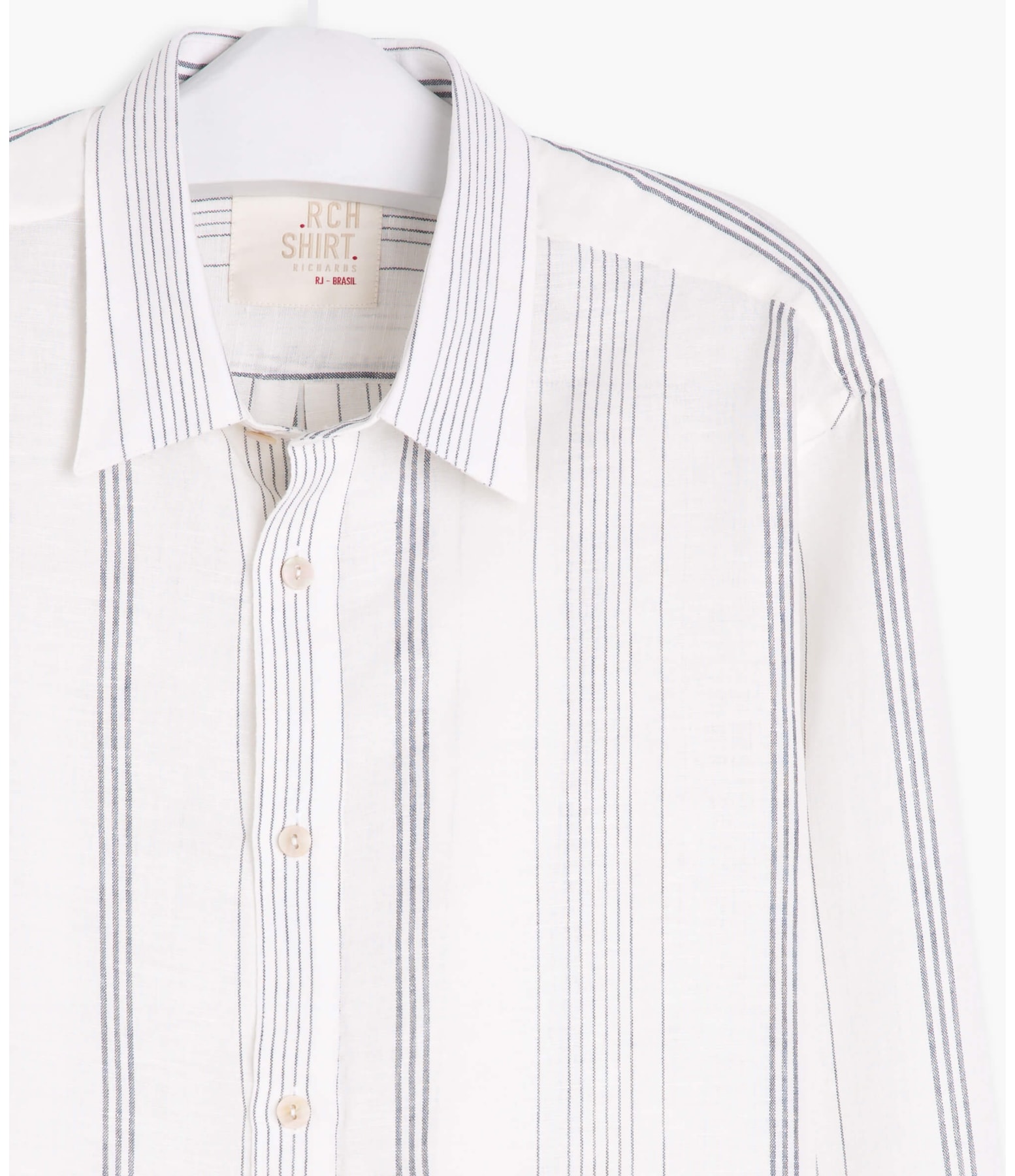 Camisa Linho  Murilo Listrada Ml Dark Navy