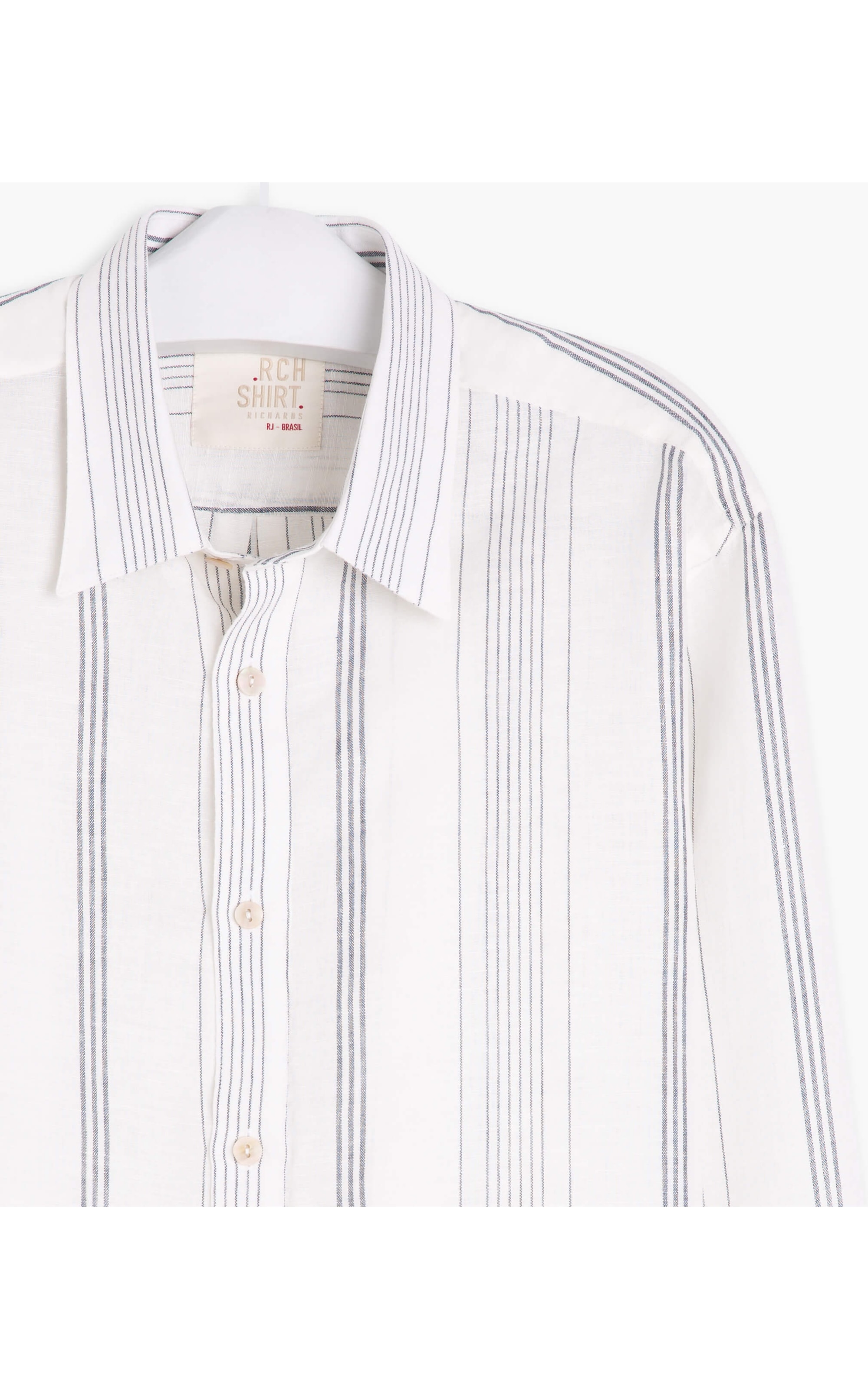 Camisa Linho  Murilo Listrada Ml Dark Navy