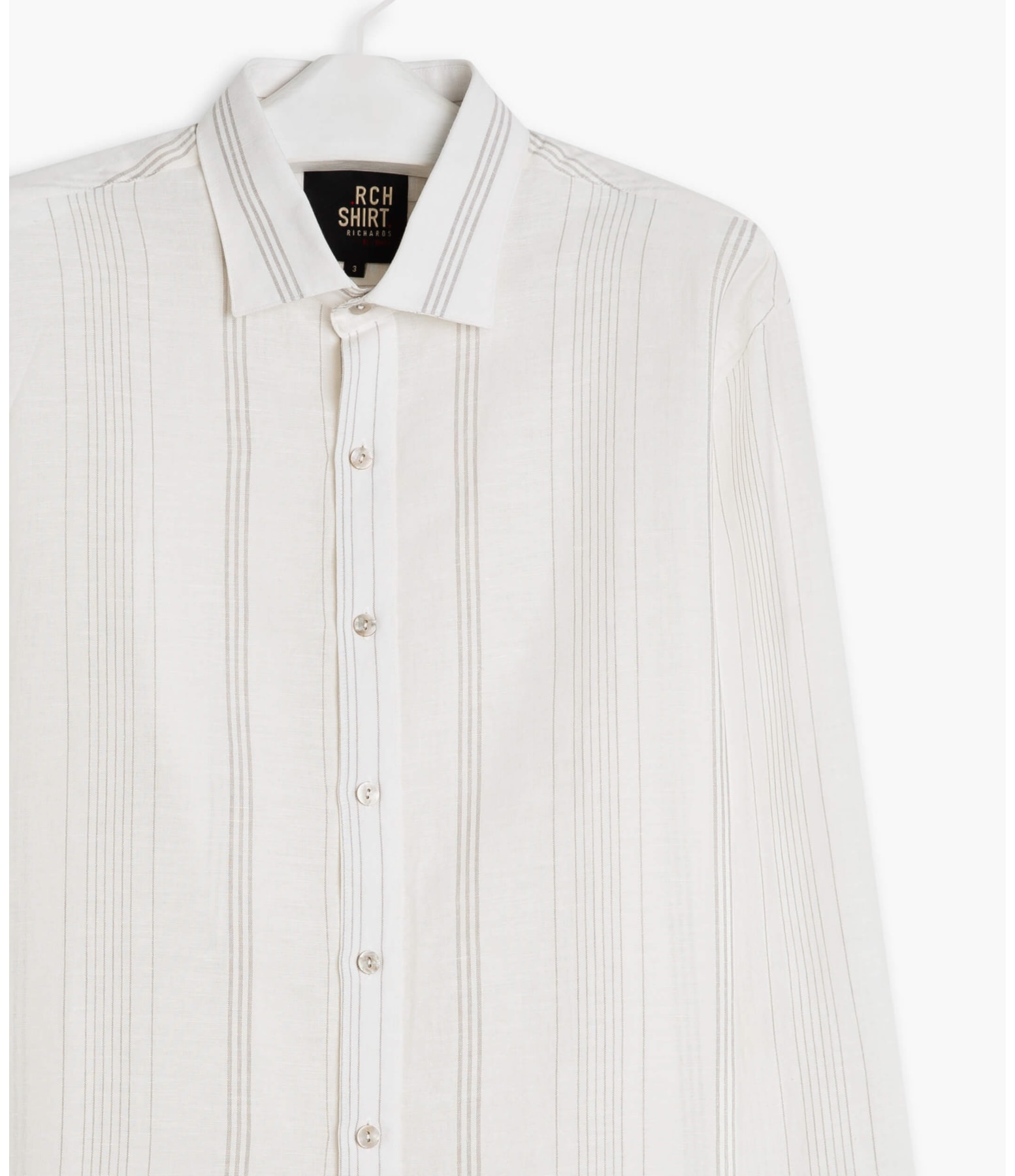 Camisa Linho  Murilo Listrada Ml Silver Gray