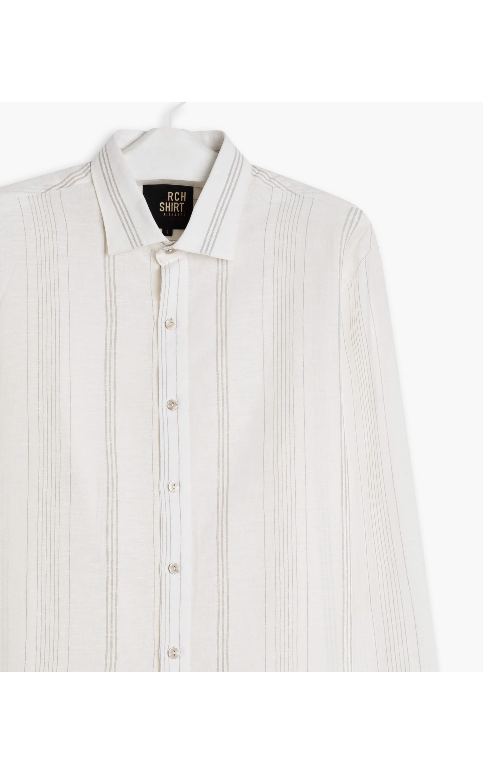 Camisa Linho  Murilo Listrada Ml Silver Gray