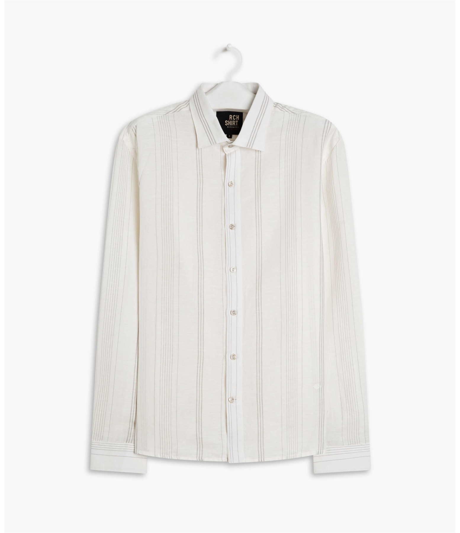 Camisa Linho  Murilo Listrada Ml Silver Gray