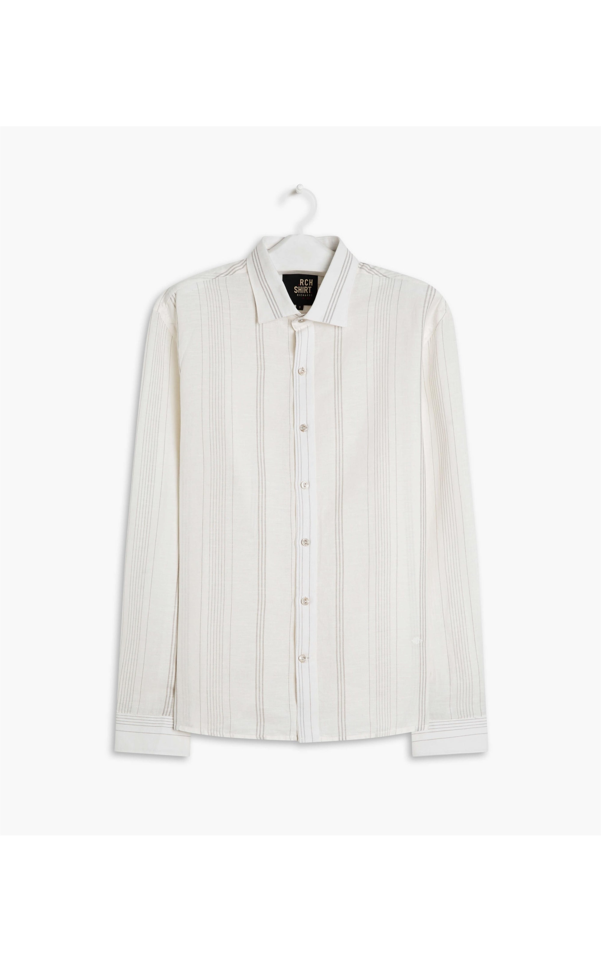 Camisa Linho  Murilo Listrada Ml Silver Gray
