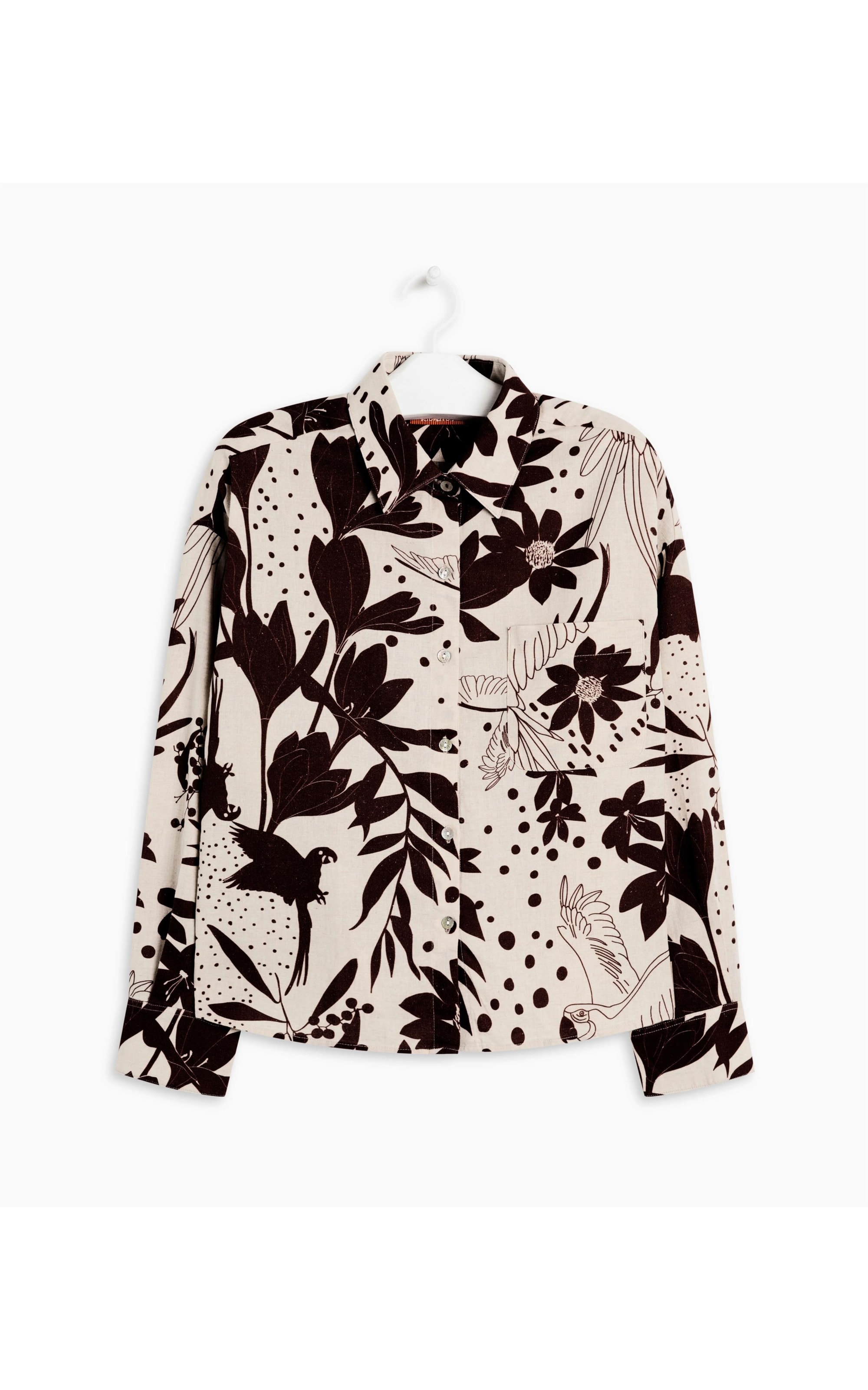 Camisa Linho  Napier Arara Mono Algodão Marrom