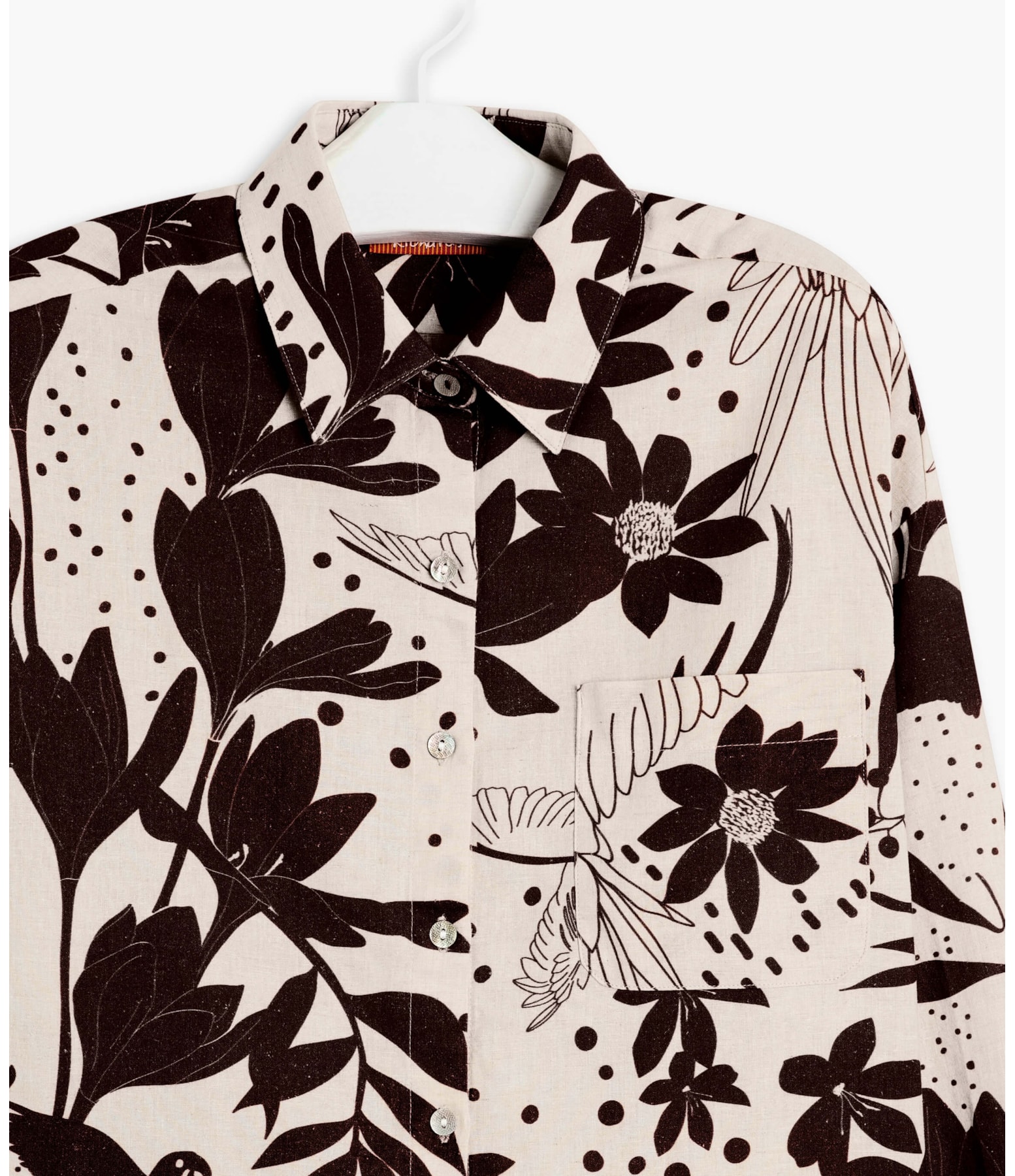 Camisa Linho  Napier Arara Mono Algodão Marrom