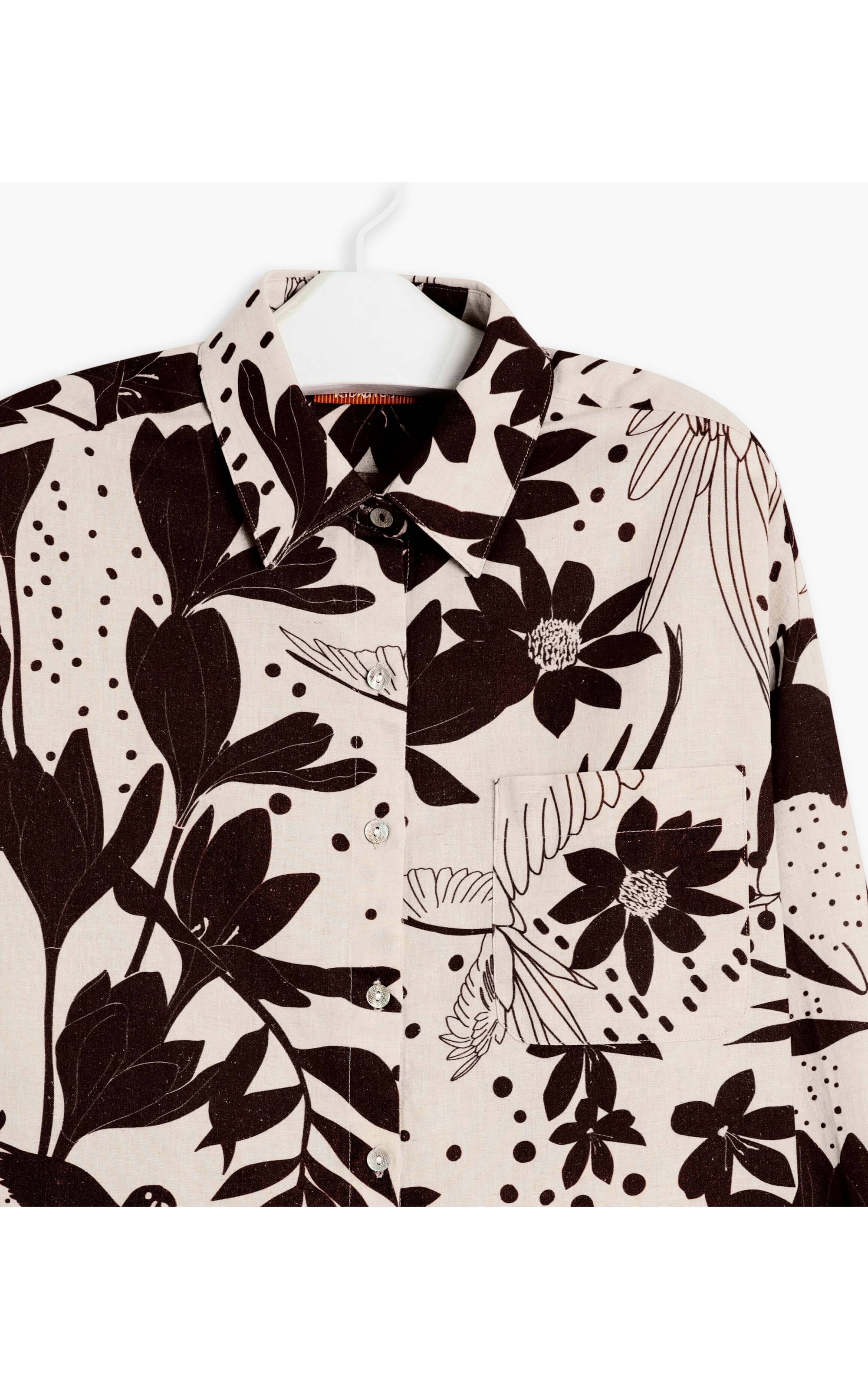 Camisa Linho  Napier Arara Mono Algodão Marrom