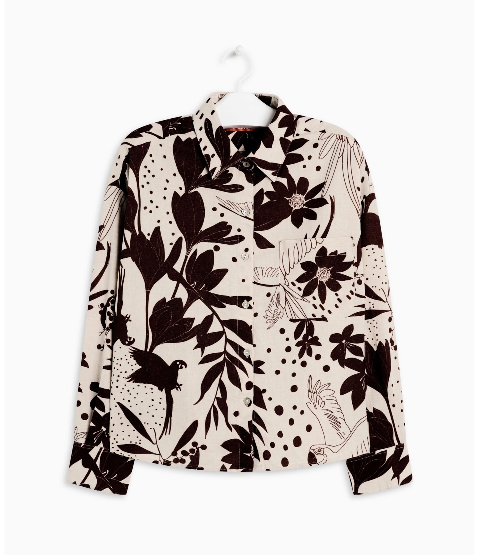 Camisa Linho  Napier Arara Mono Algodão Marrom