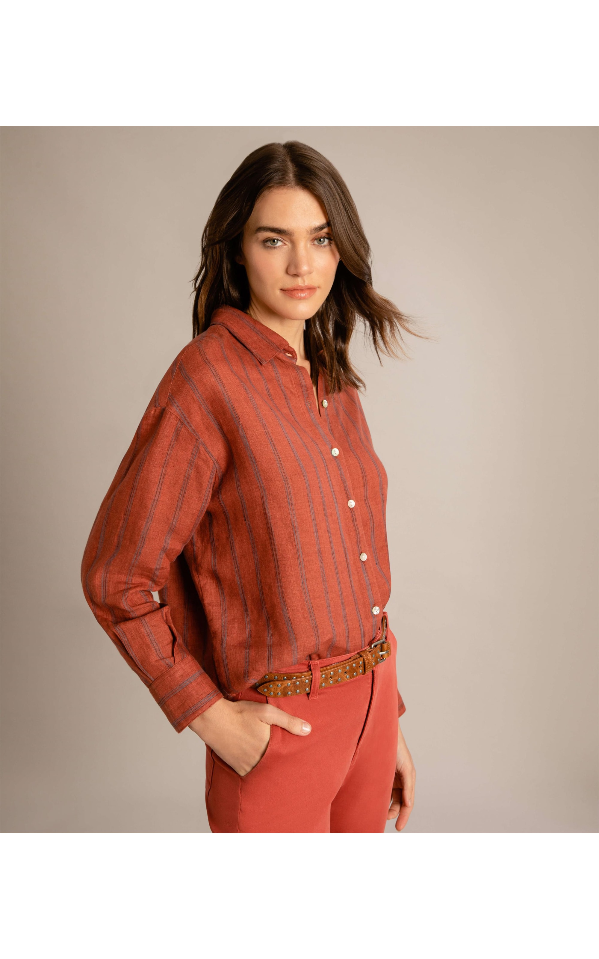 Camisa Linho  Napier Vinho