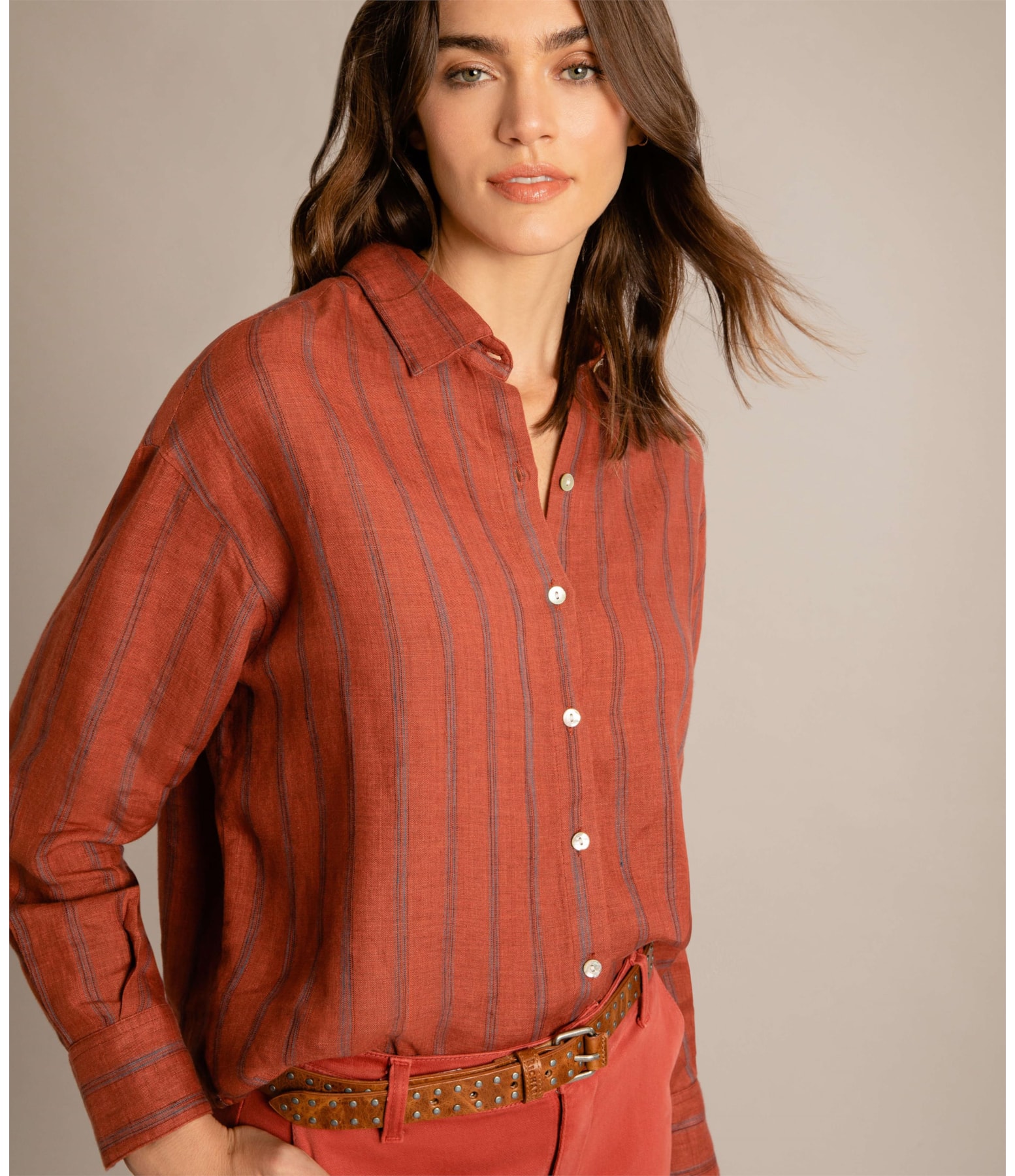 Camisa Linho  Napier Vinho