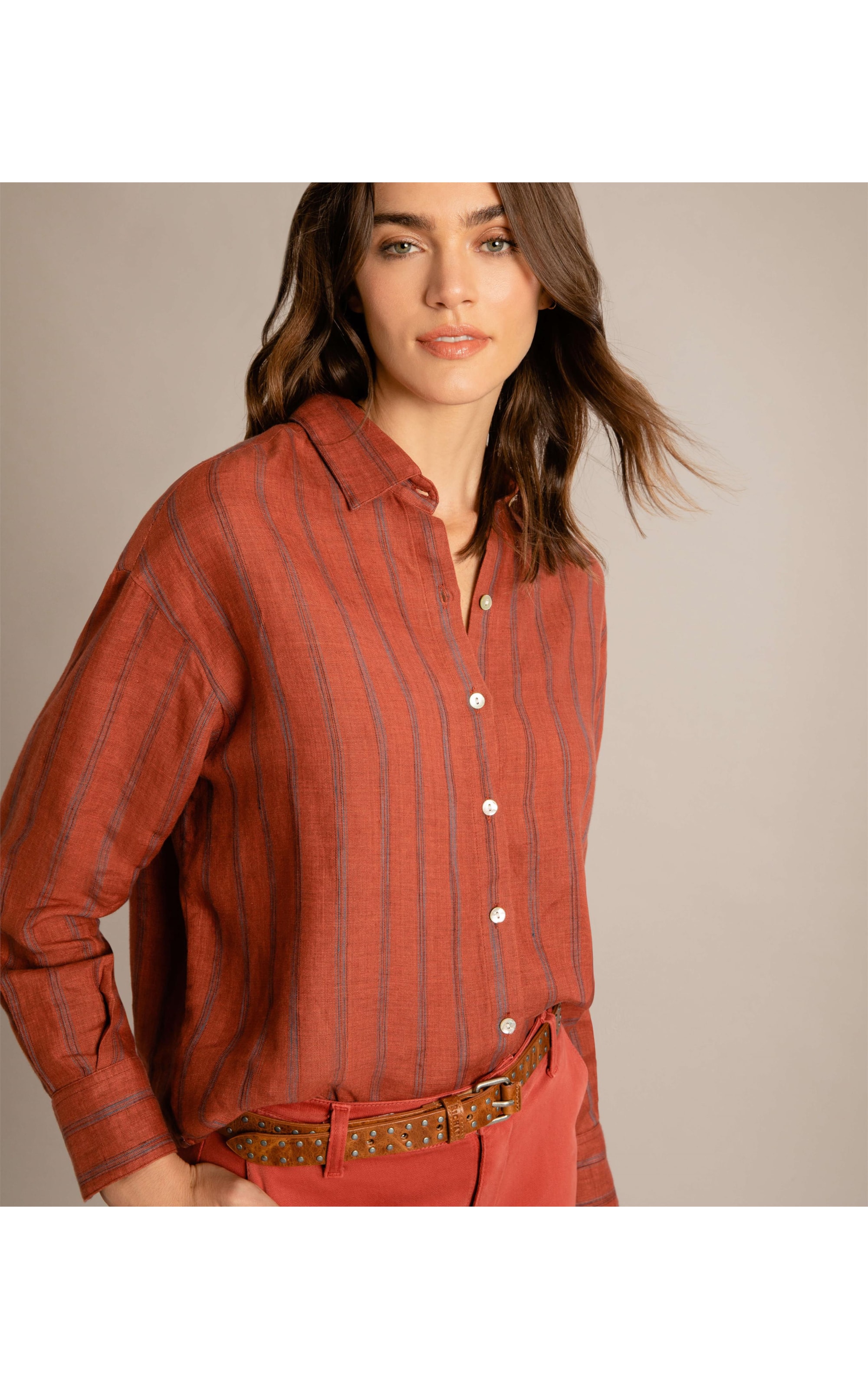 Camisa Linho  Napier Vinho