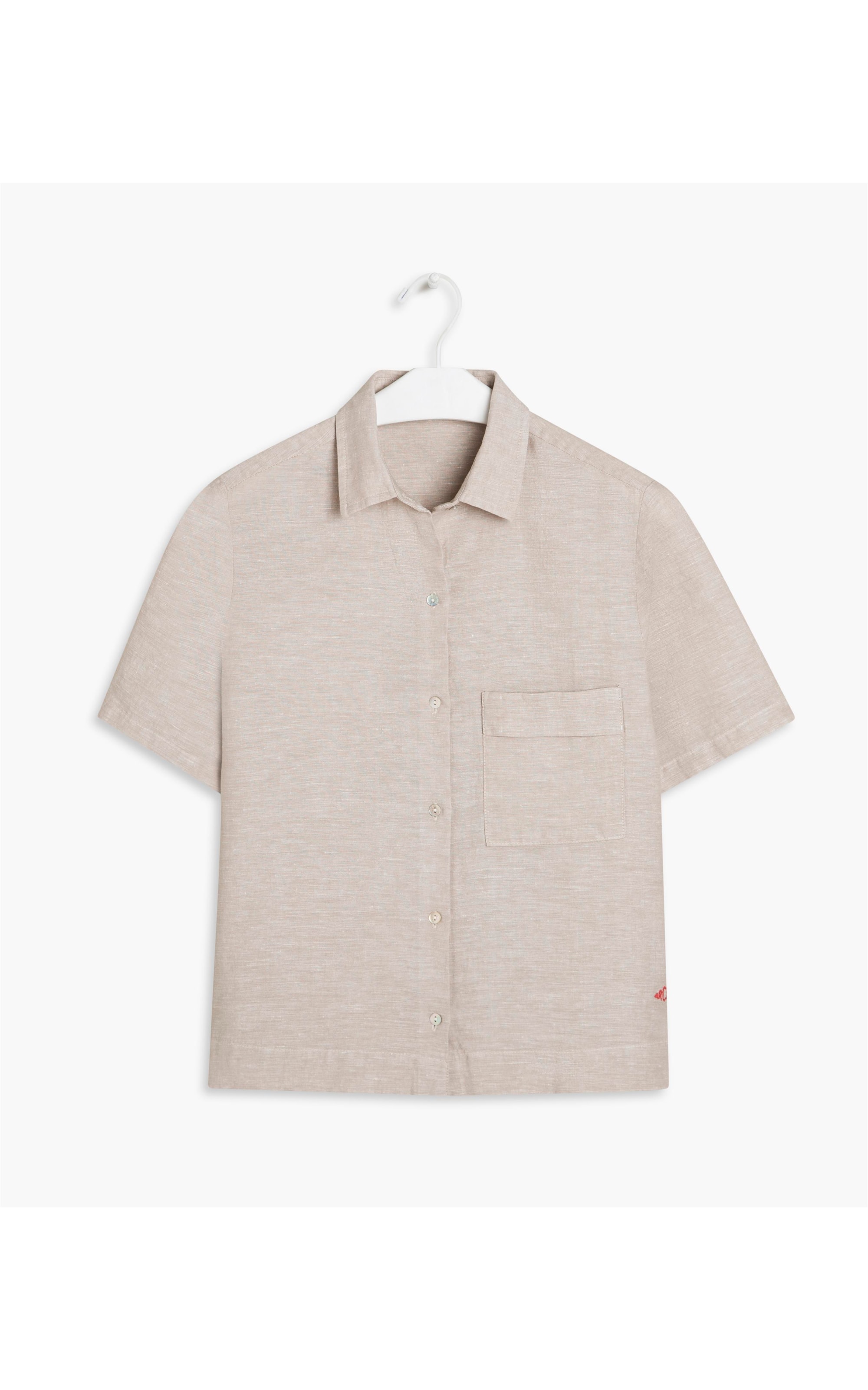 Camisa Linho  New Mia Cross Dye Mc Cinza Claro