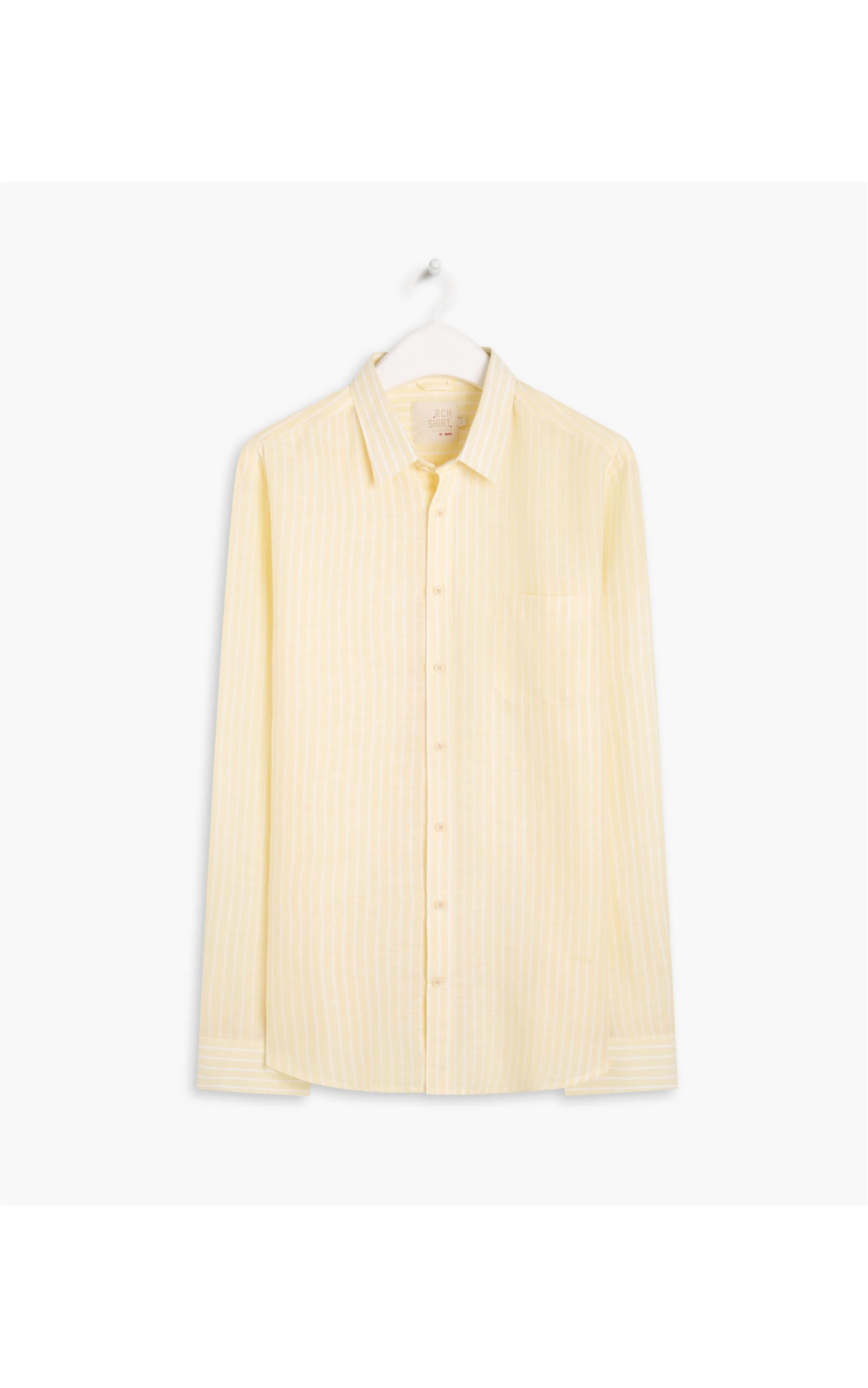 Camisa Linho  Nico Listrada Ml Amarelo