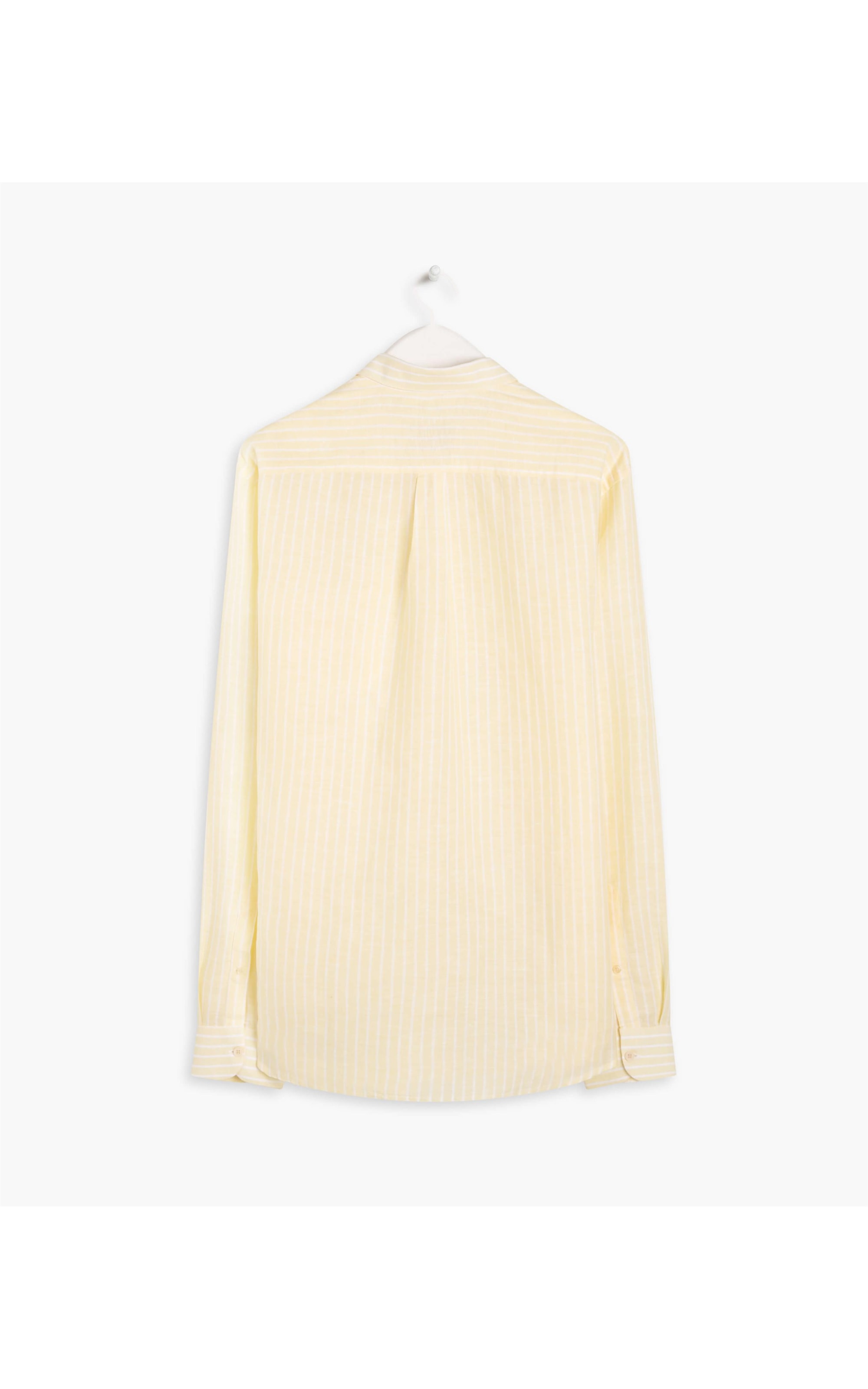 Camisa Linho  Nico Listrada Ml Amarelo