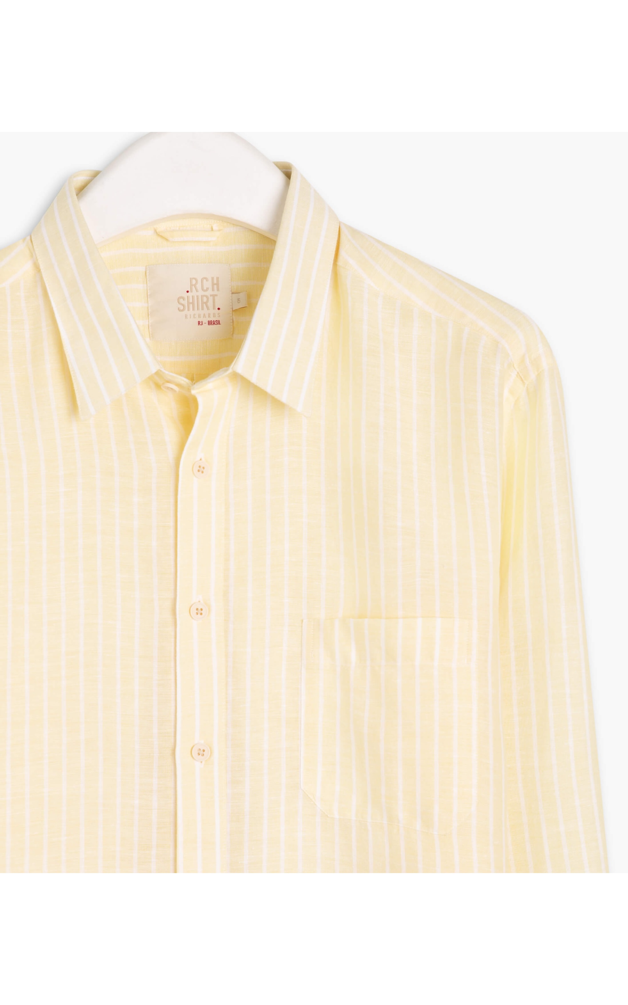 Camisa Linho  Nico Listrada Ml Amarelo