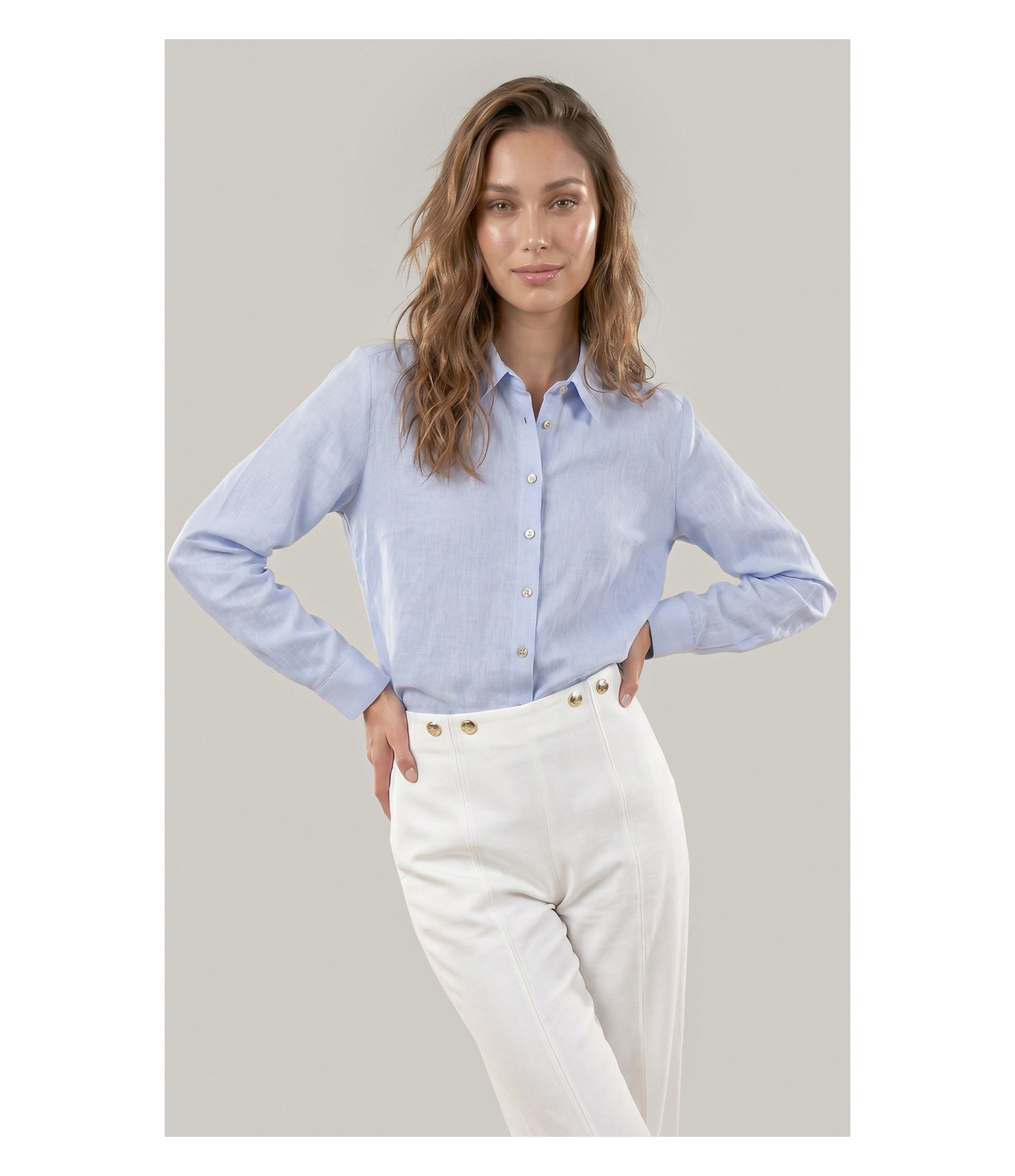 Camisa Linho  Nina Azul Claro