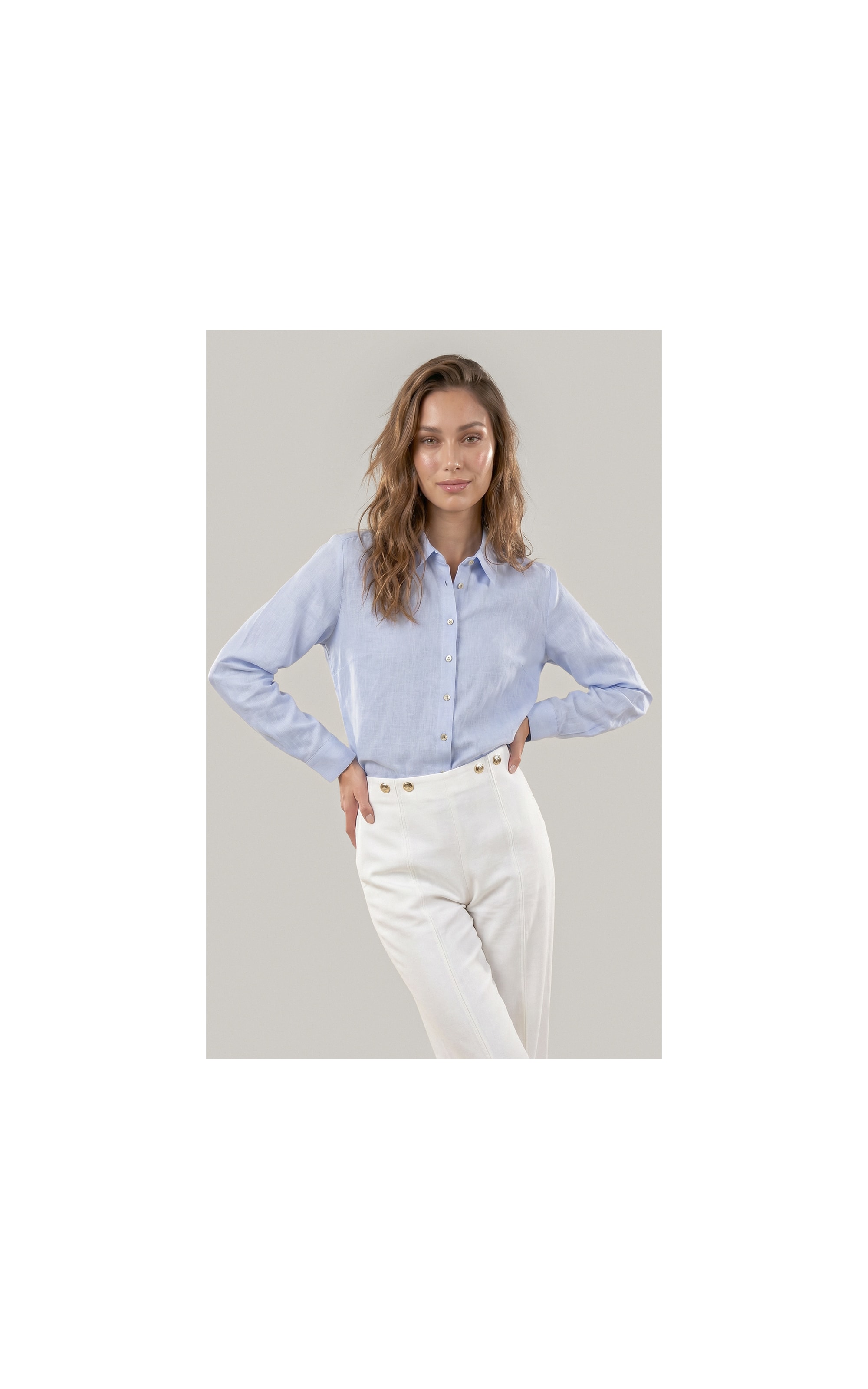 Camisa Linho  Nina Azul Claro
