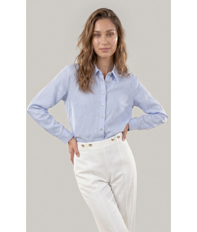 Camisa Linho  Nina Azul Claro