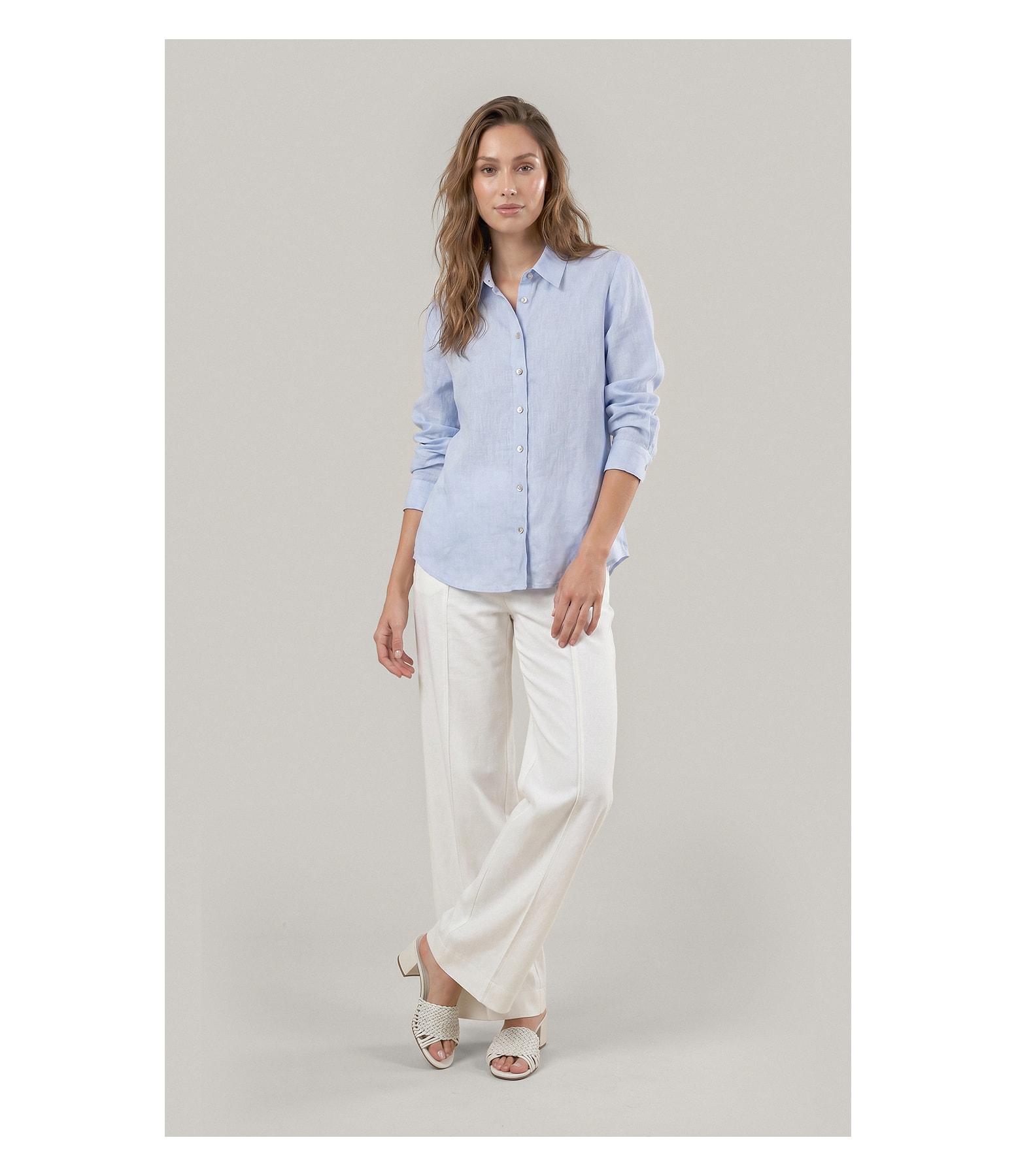 Camisa Linho  Nina Azul Claro