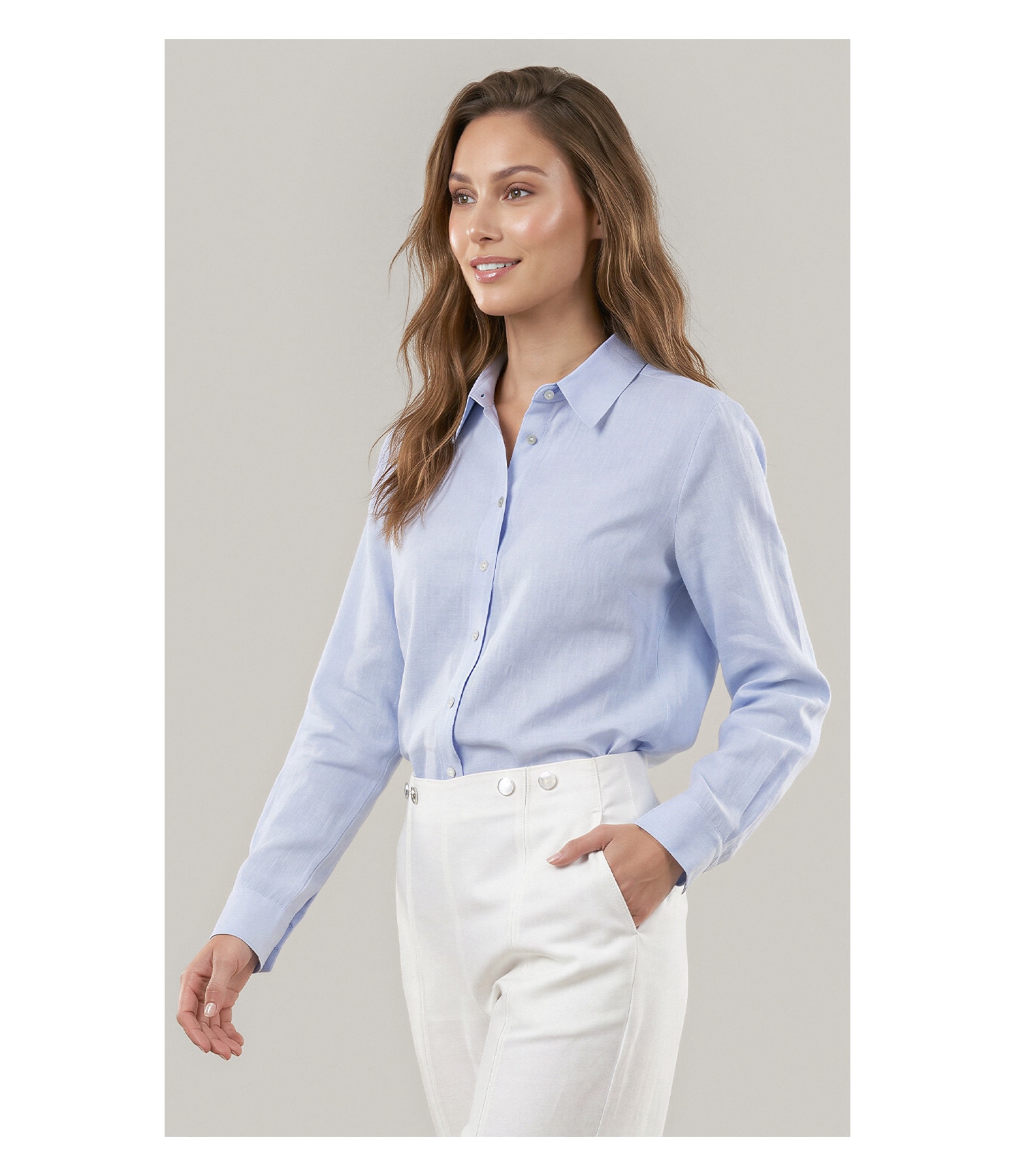 Camisa Linho  Nina Azul Claro