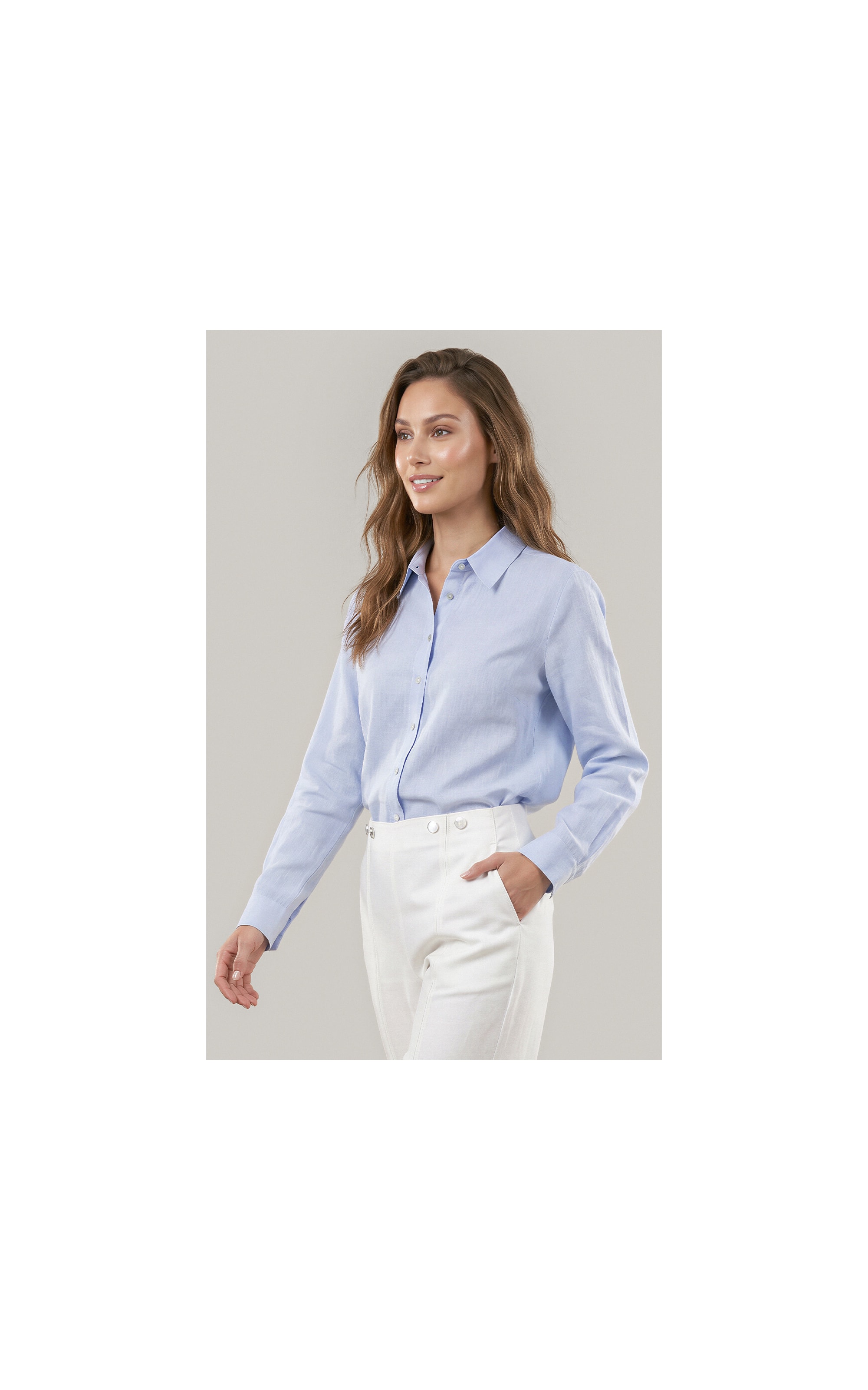 Camisa Linho  Nina Azul Claro