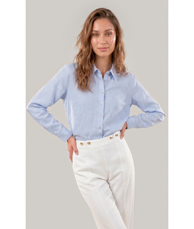 Camisa Linho  Nina Azul Claro