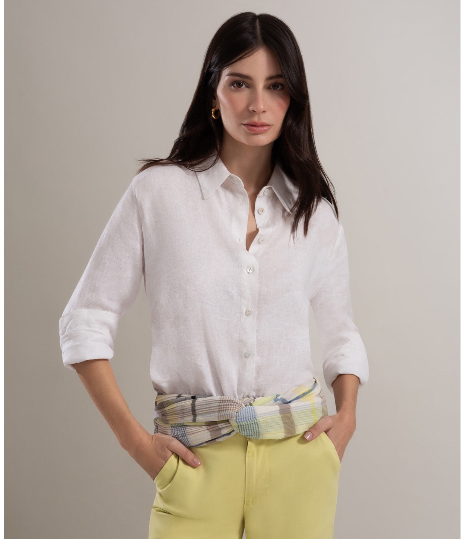 Camisa Linho  Nina Beach Prata