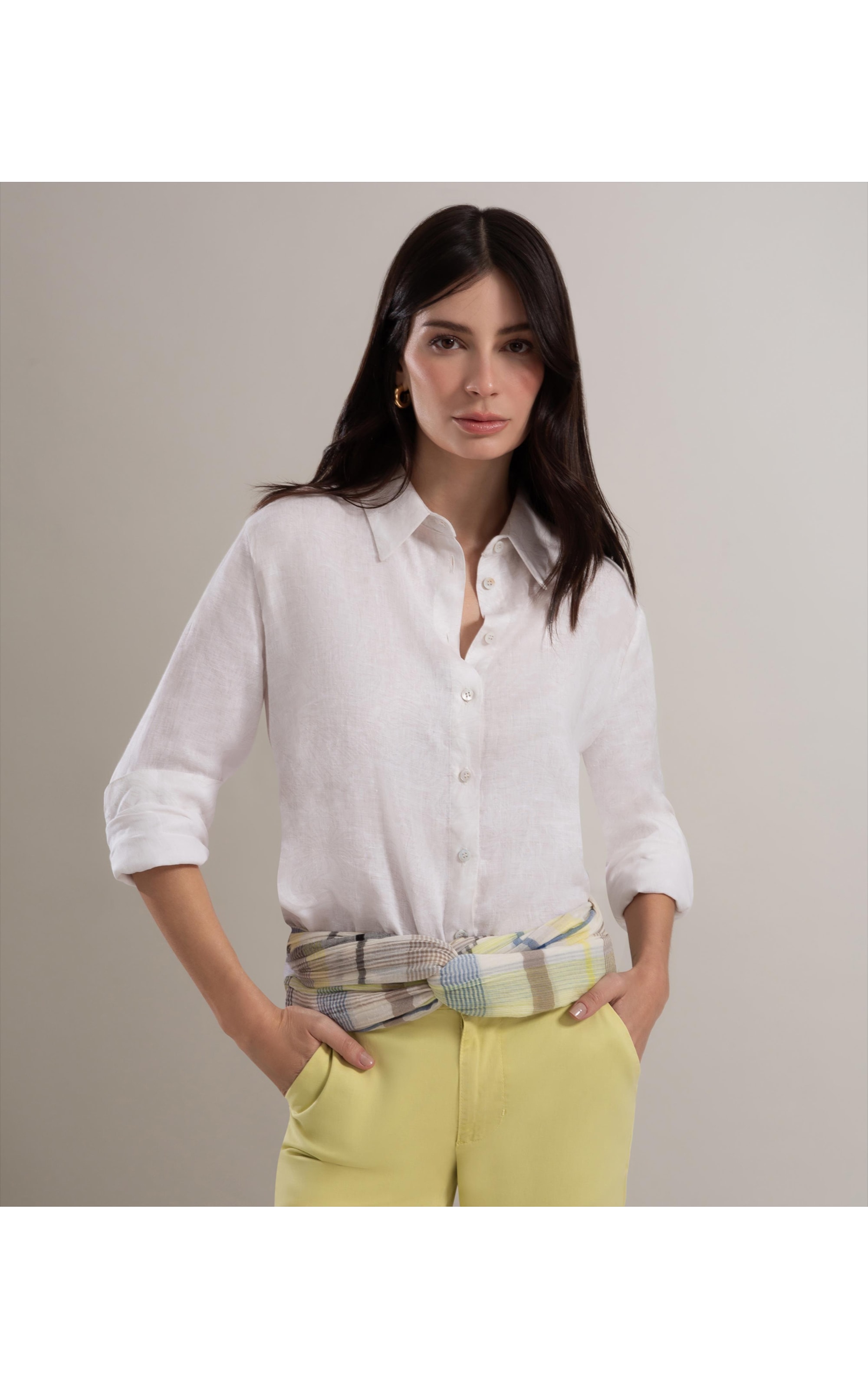 Camisa Linho  Nina Beach Prata