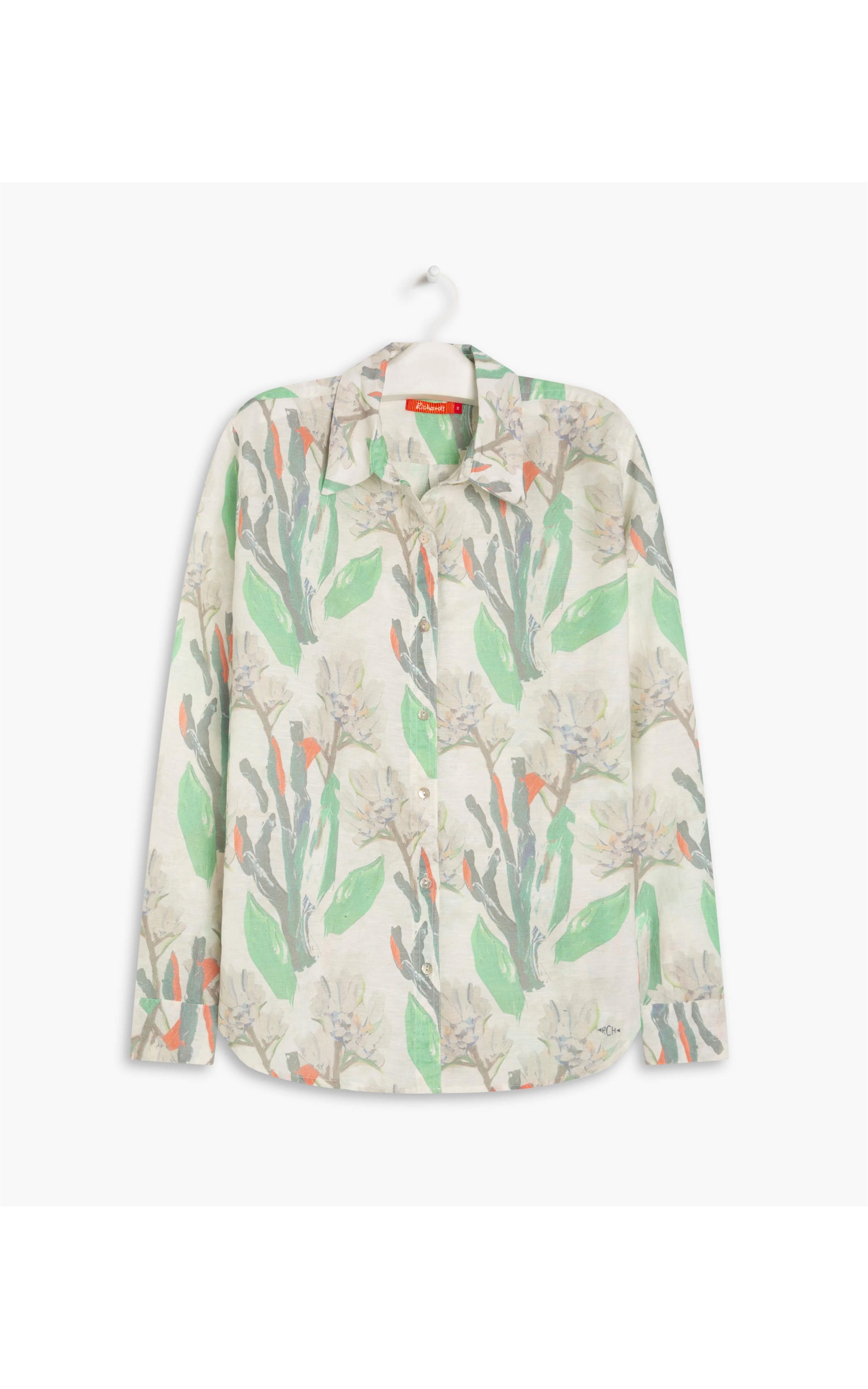 Camisa Linho  Nina Canvas Flower Off White