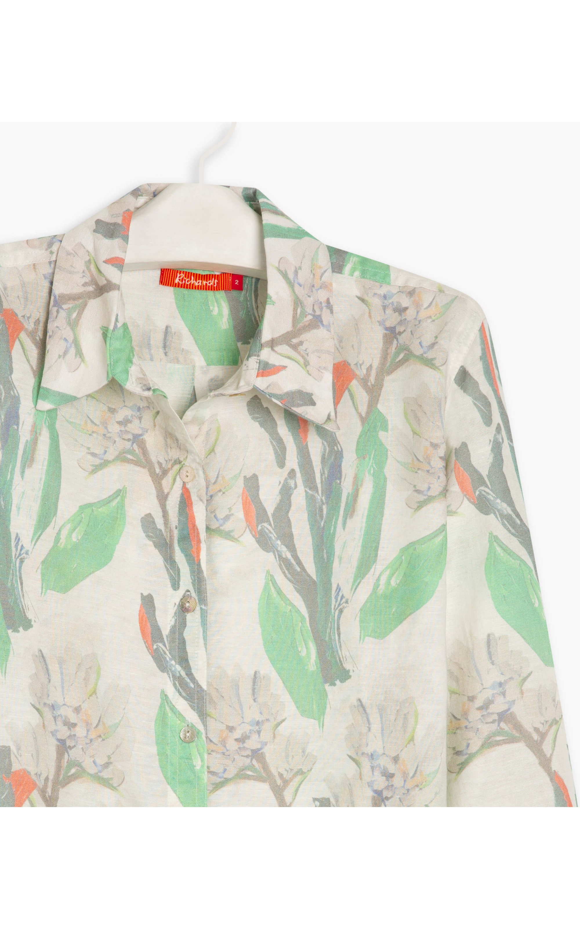 Camisa Linho  Nina Canvas Flower Off White