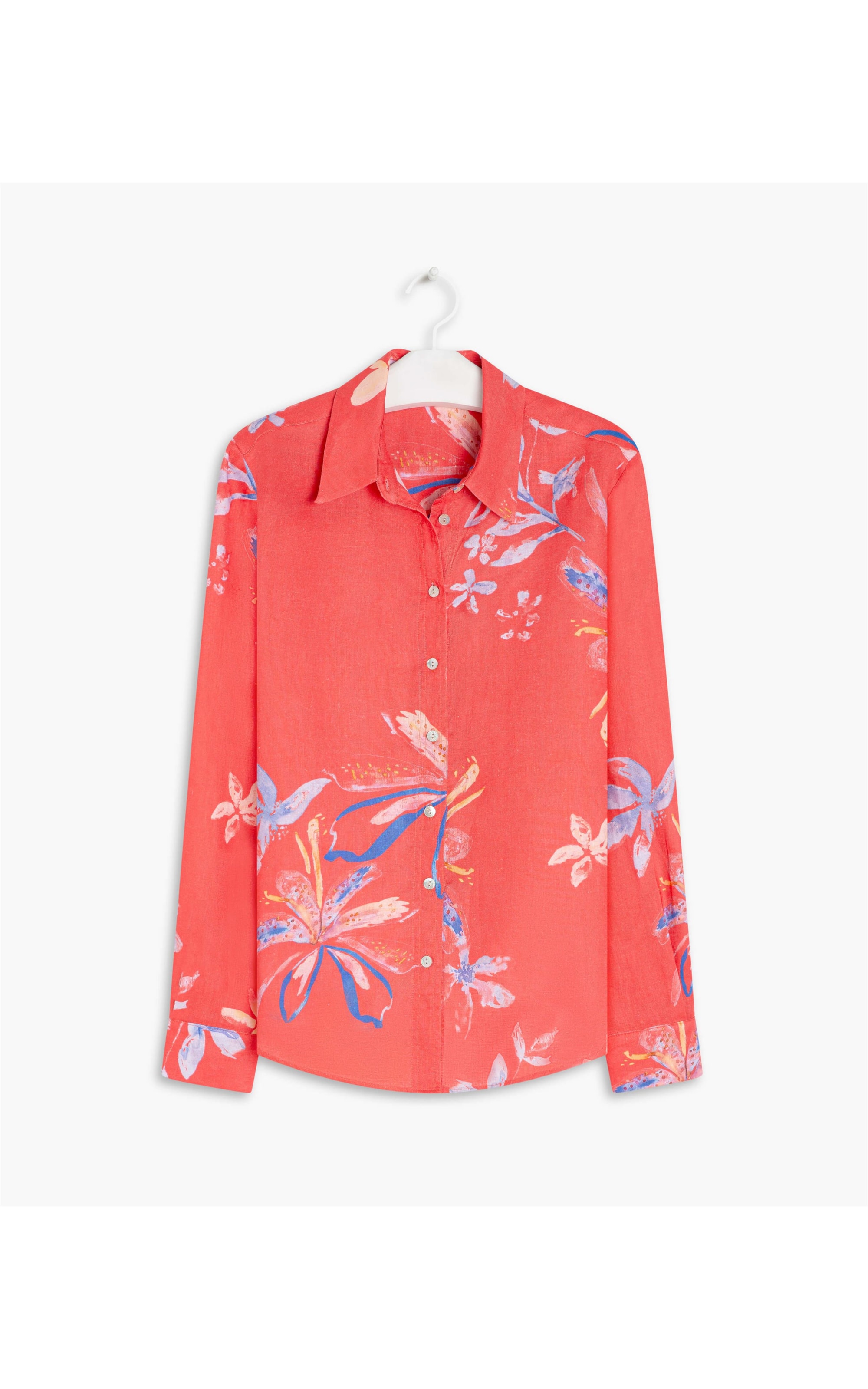 Camisa Linho  Nina Soft Flower Vermelho
