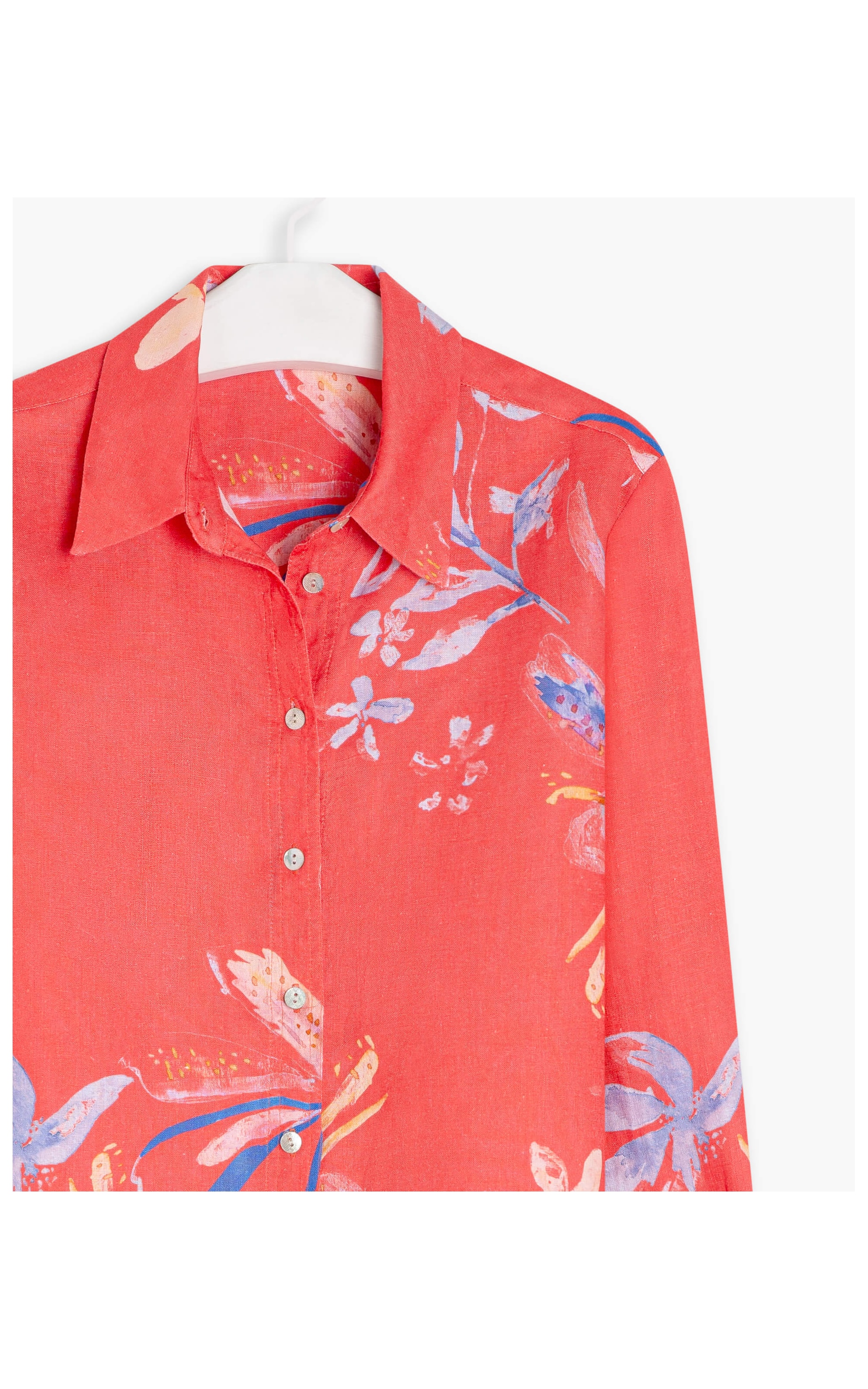 Camisa Linho  Nina Soft Flower Vermelho
