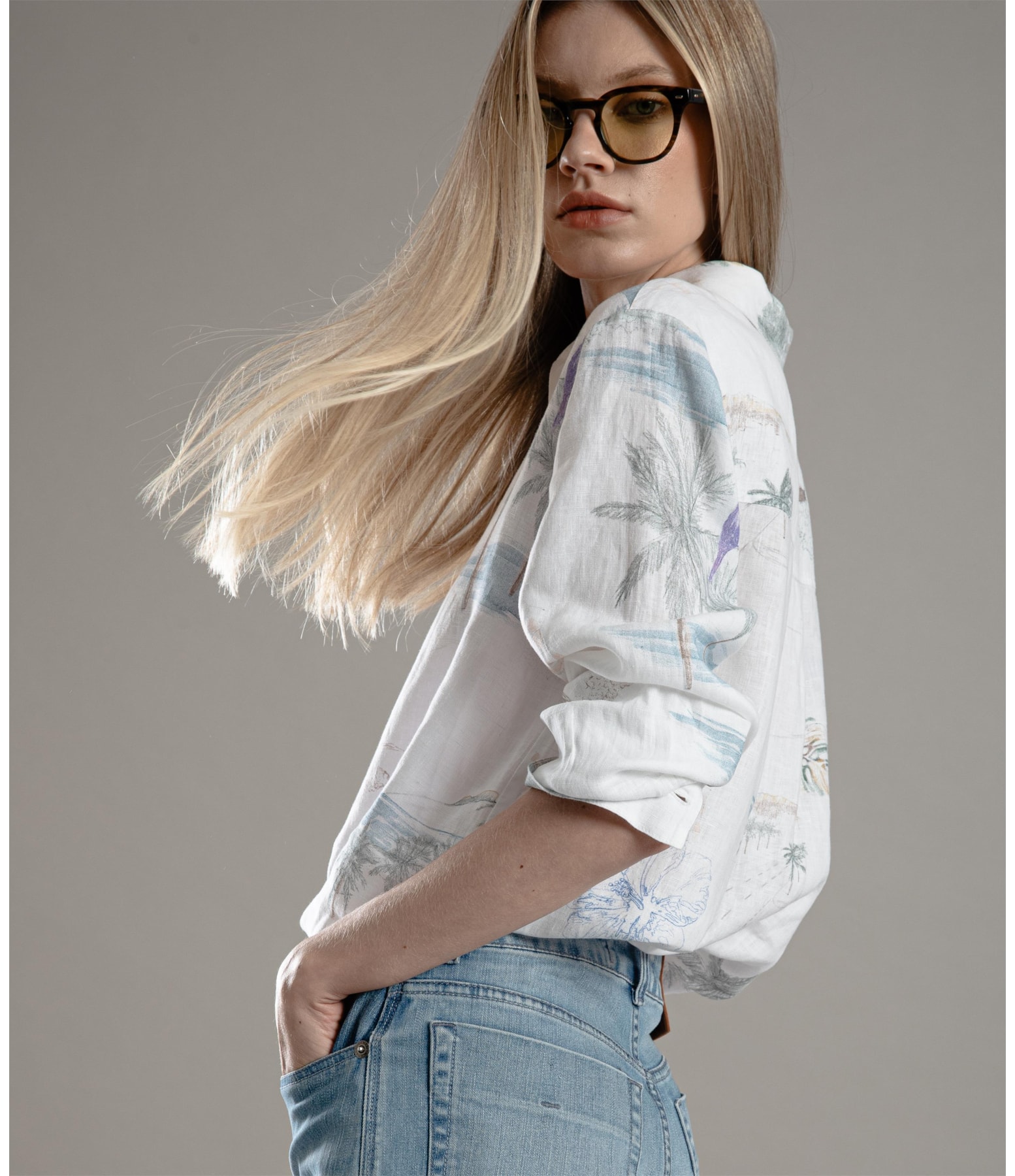 Camisa Linho  Nina Spot Branco