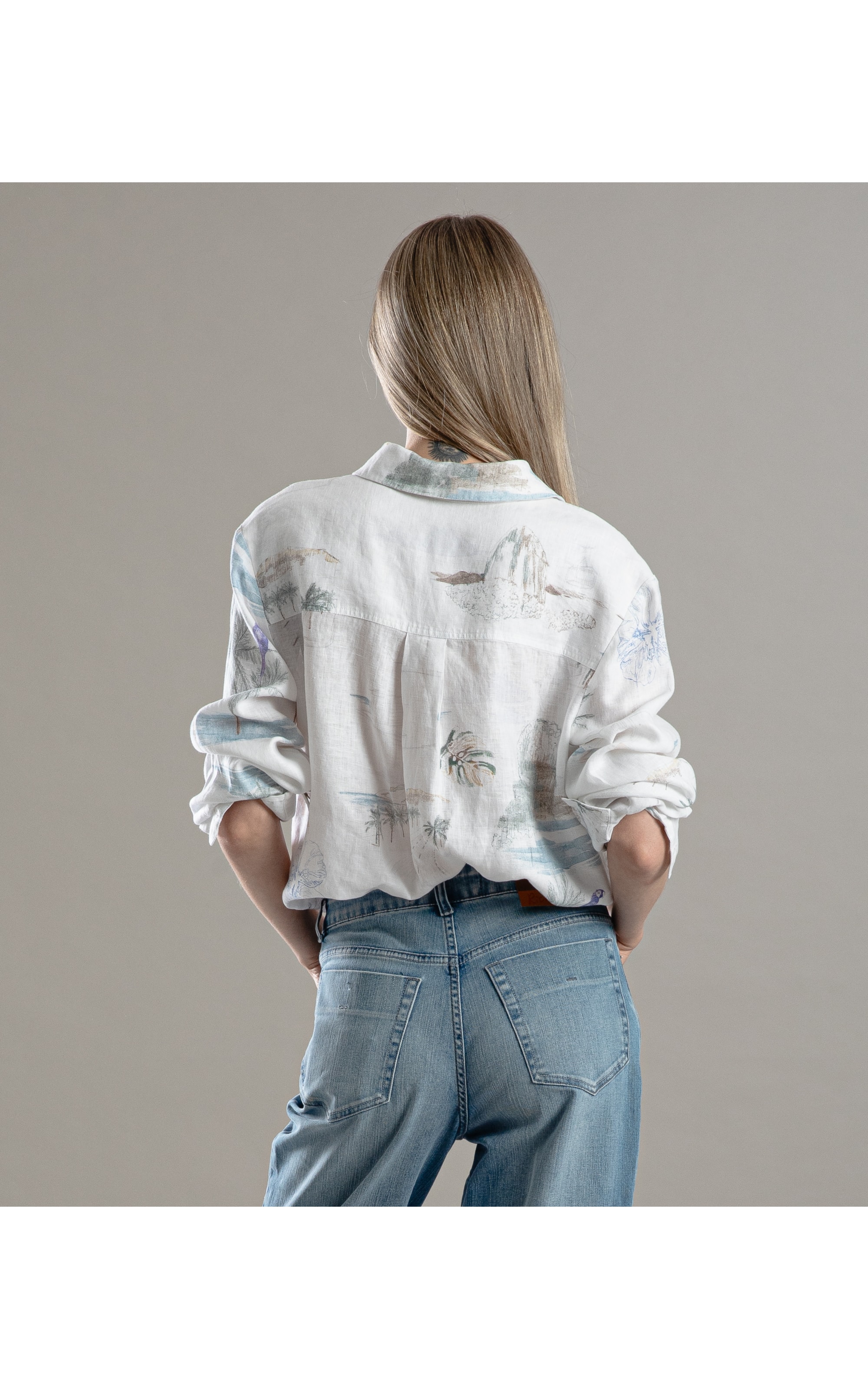 Camisa Linho  Nina Spot Branco