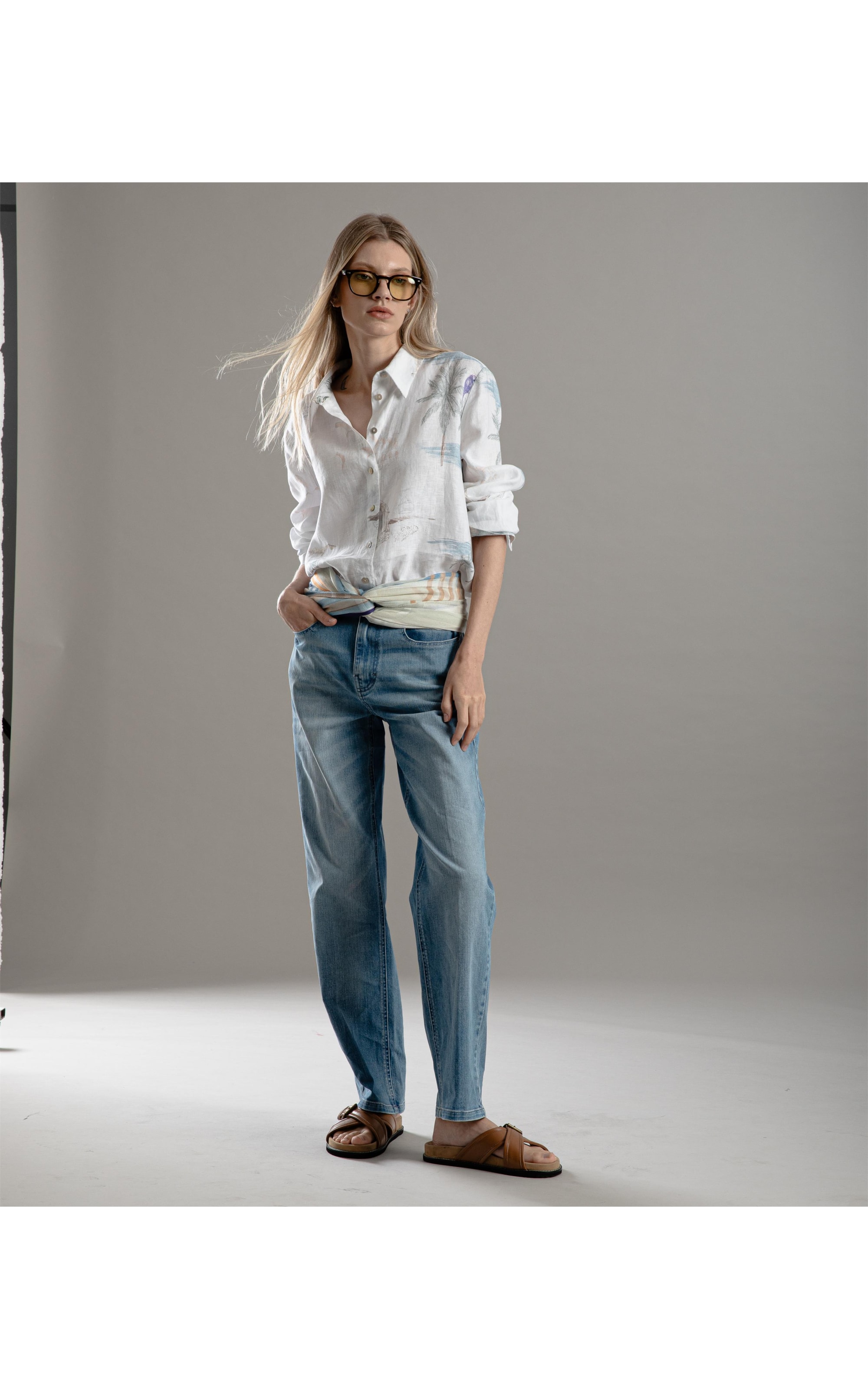 Camisa Linho  Nina Spot Branco