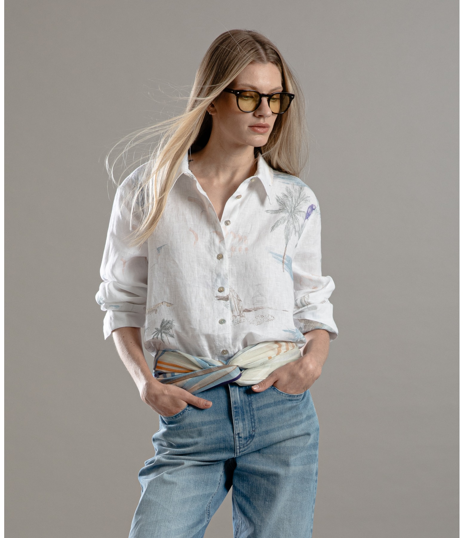 Camisa Linho  Nina Spot Branco