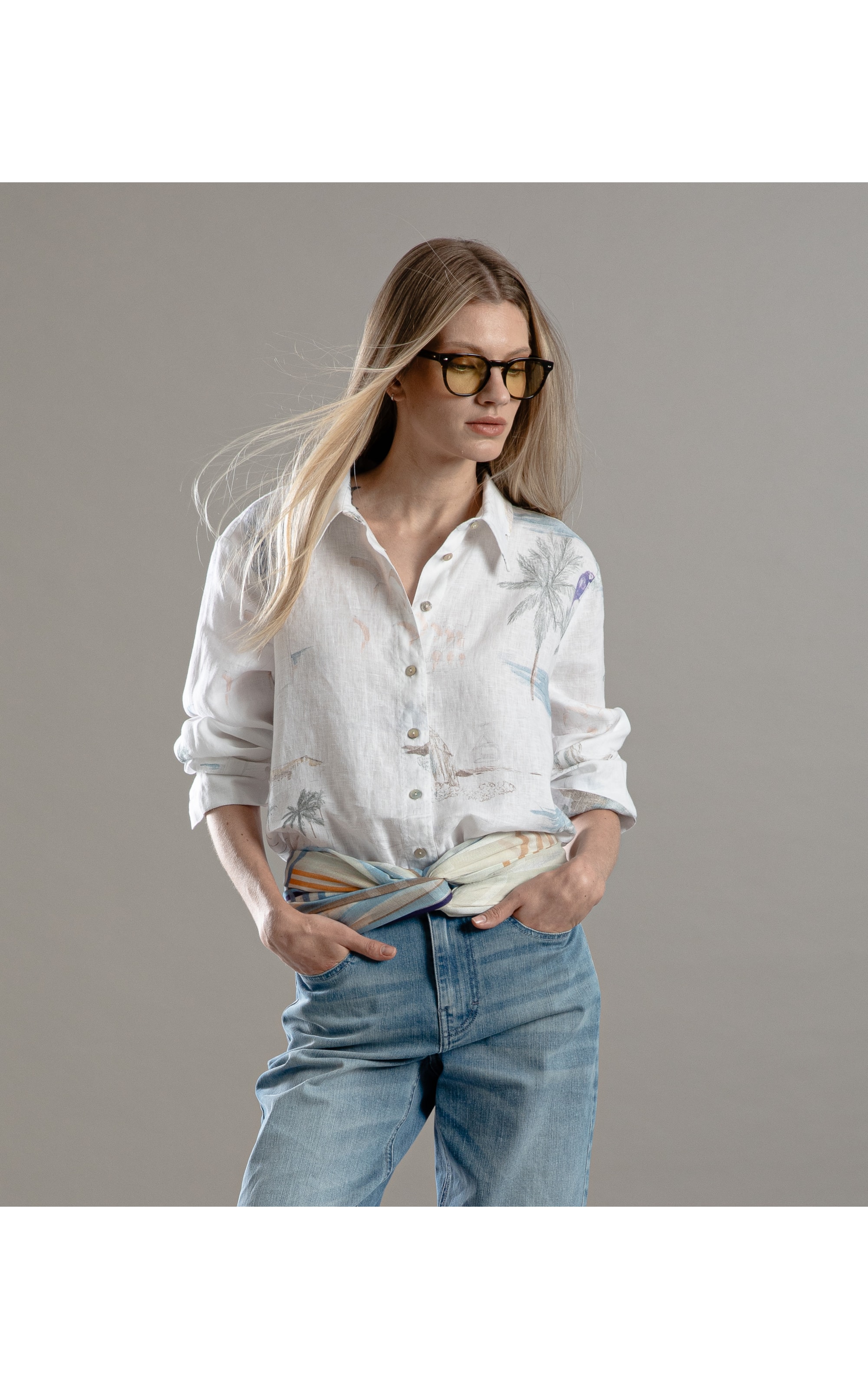 Camisa Linho  Nina Spot Branco