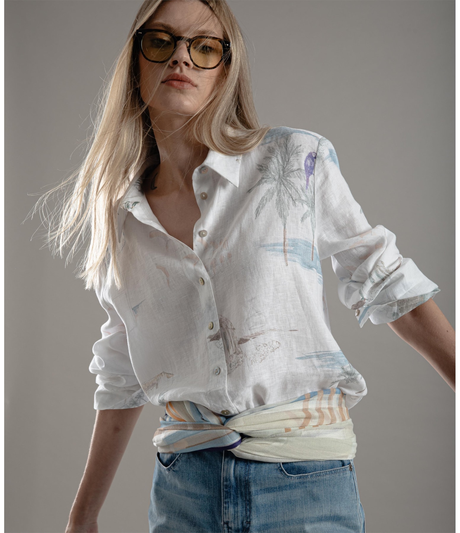 Camisa Linho  Nina Spot Branco