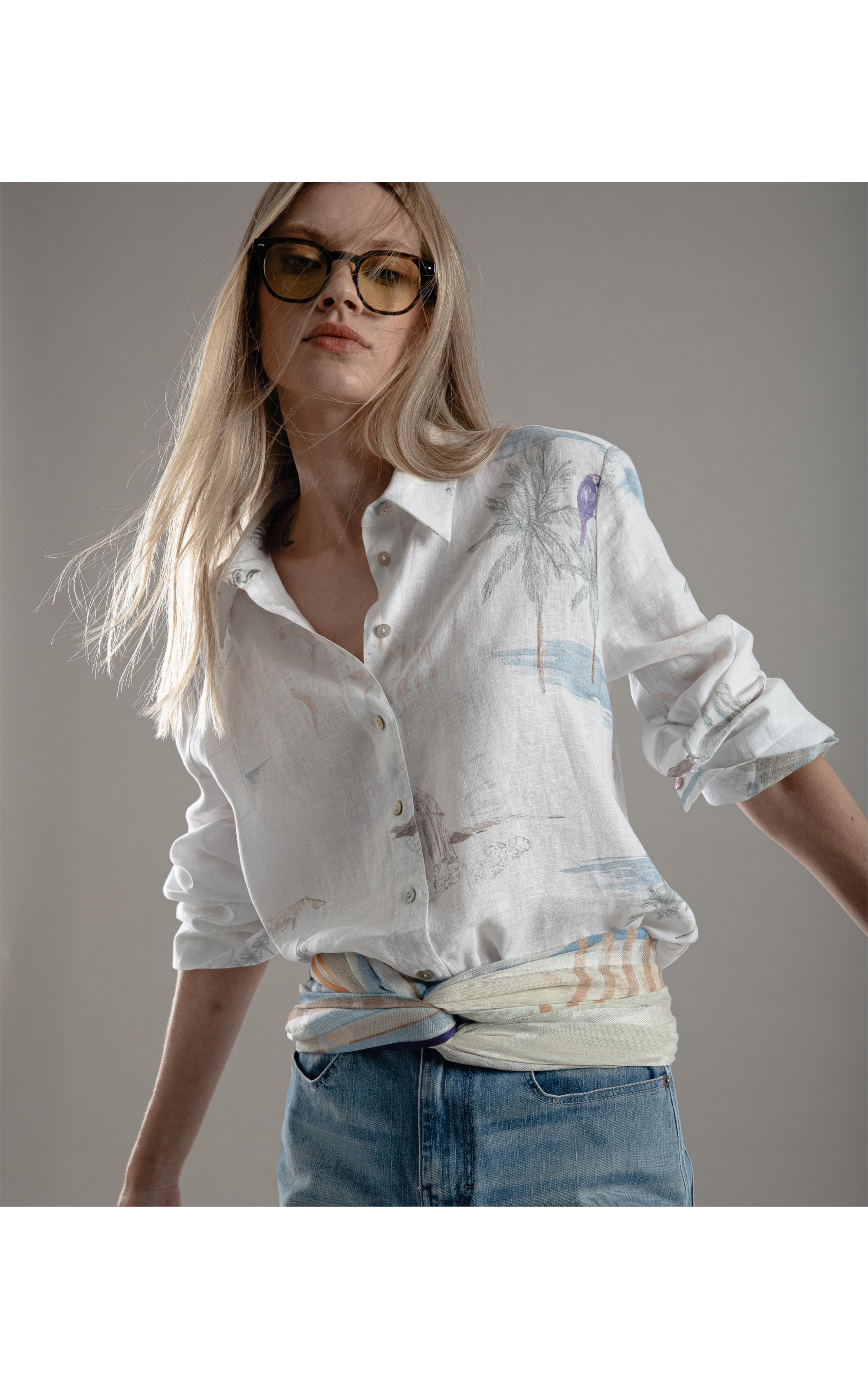 Camisa Linho  Nina Spot Branco