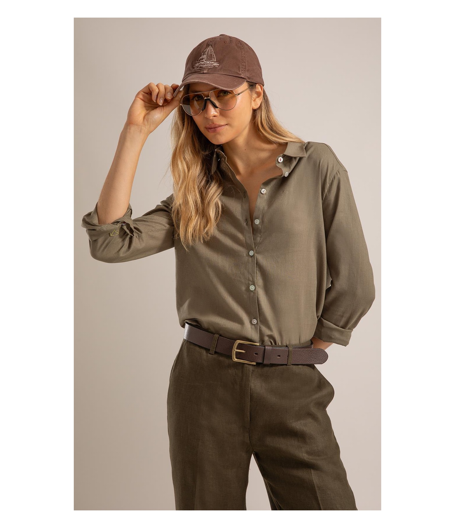 Camisa Linho  Nina Verde Army