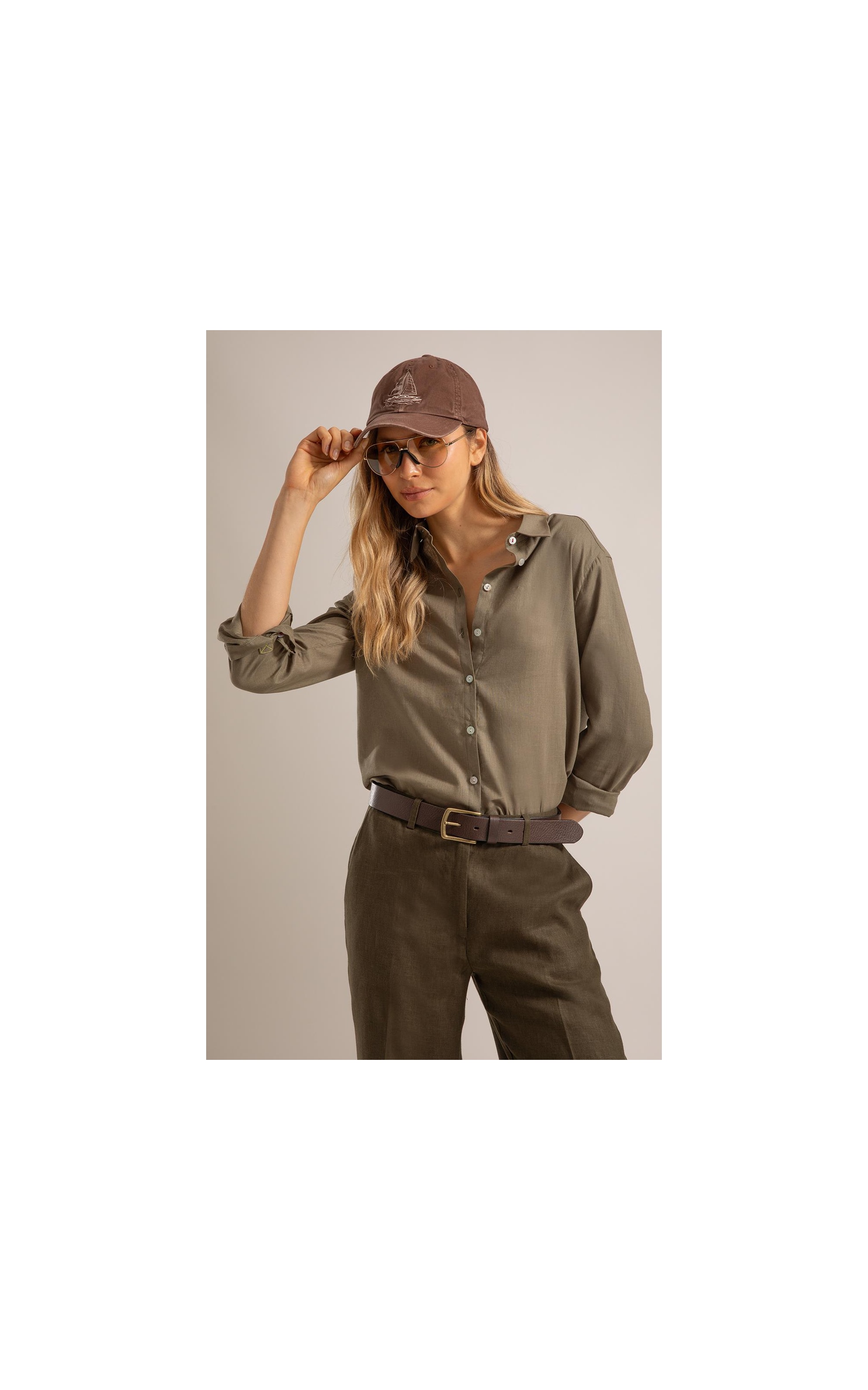 Camisa Linho  Nina Verde Army