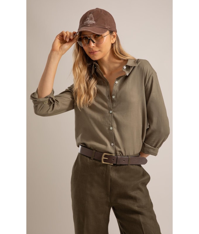 Camisa Linho  Nina Verde Army