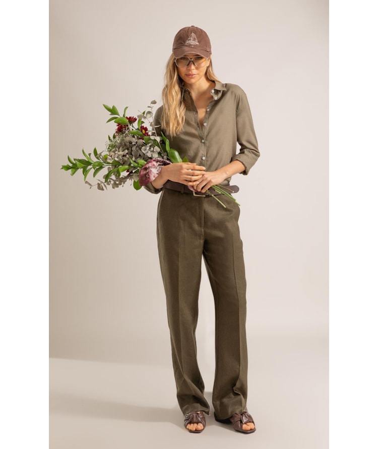 Camisa Linho  Nina Verde Army