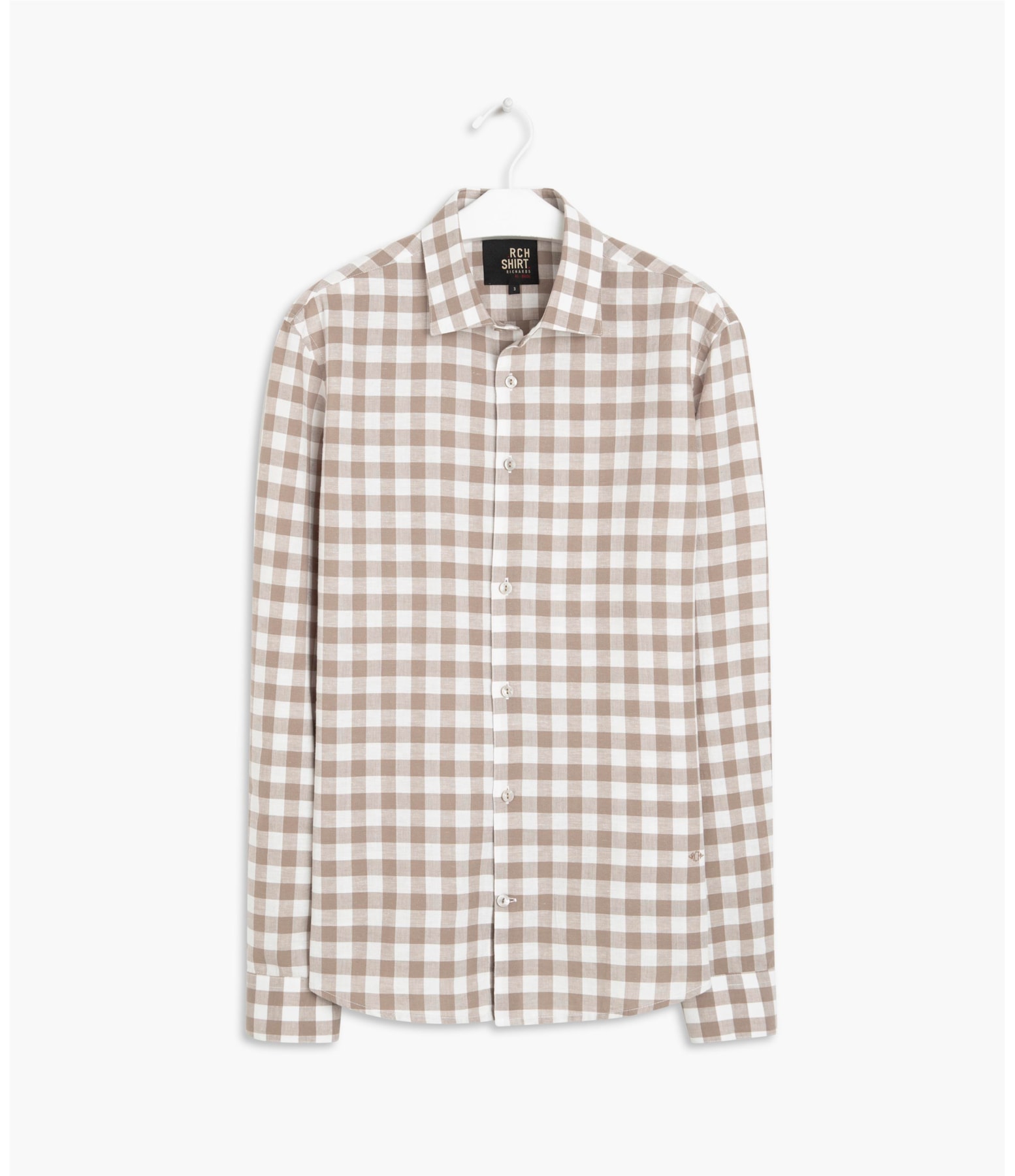 Camisa Linho  Otto Xadrez Ml Caqui