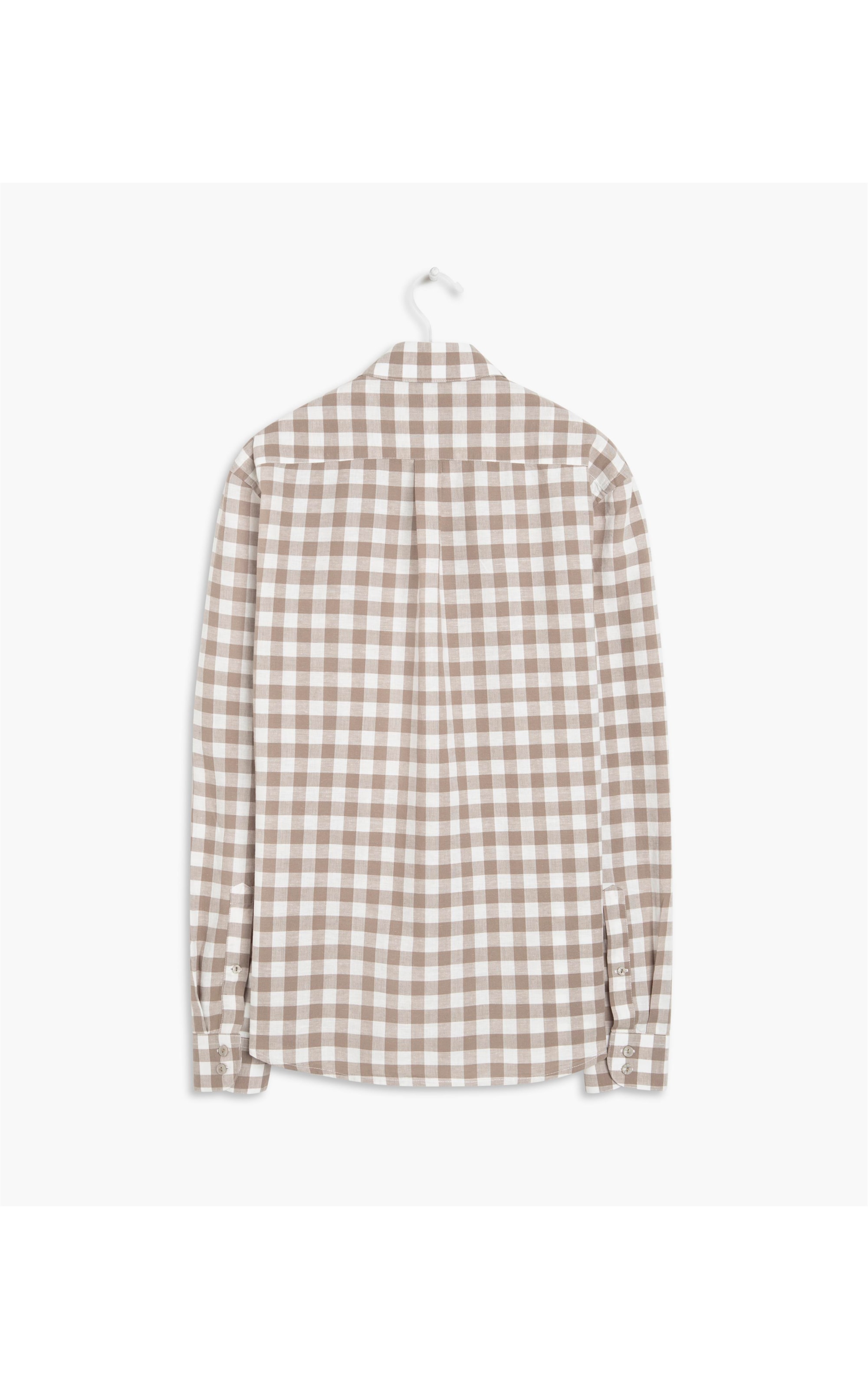 Camisa Linho  Otto Xadrez Ml Caqui