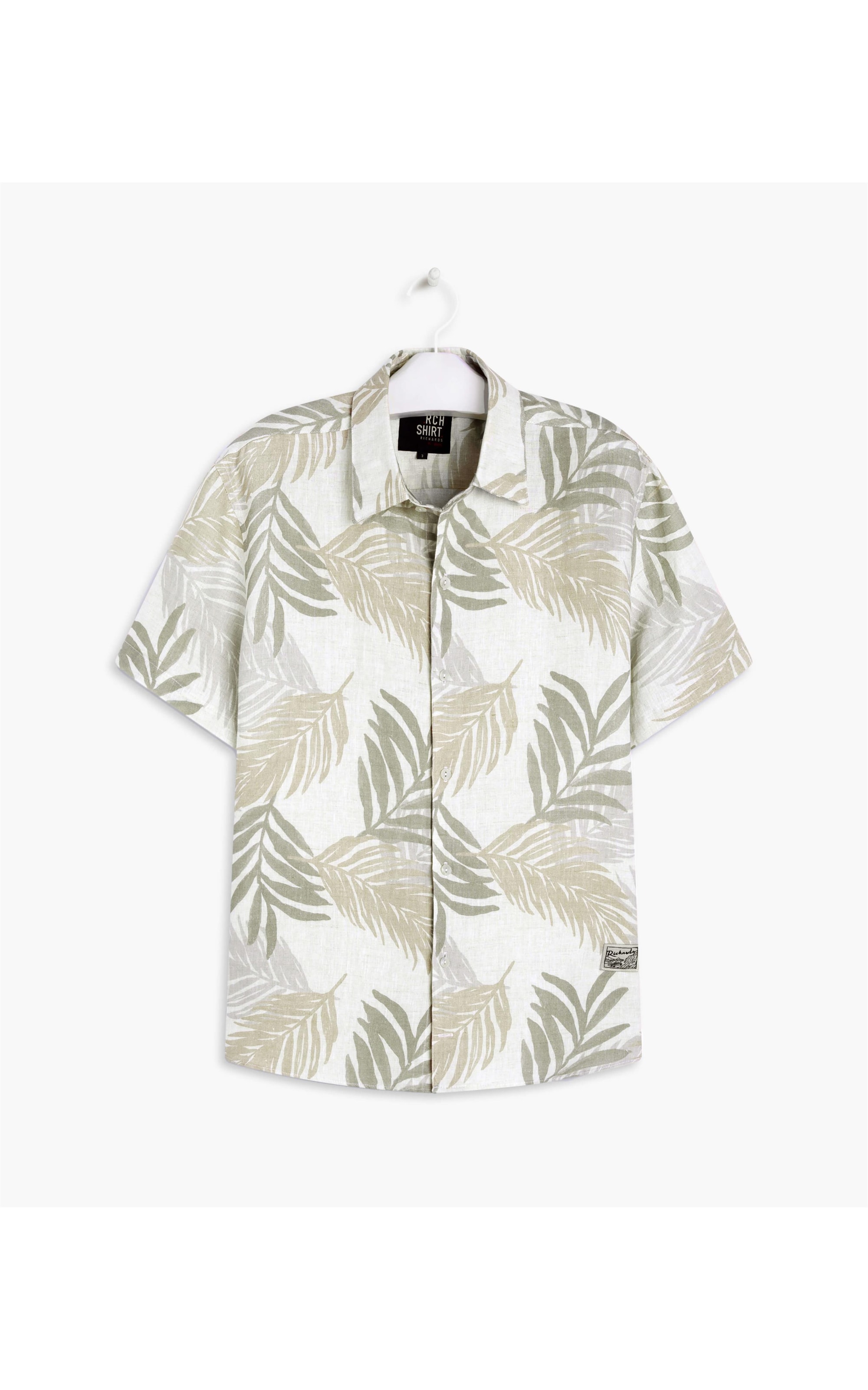 Camisa Linho  Palm Leaves Estampas Mc Verde Oliva