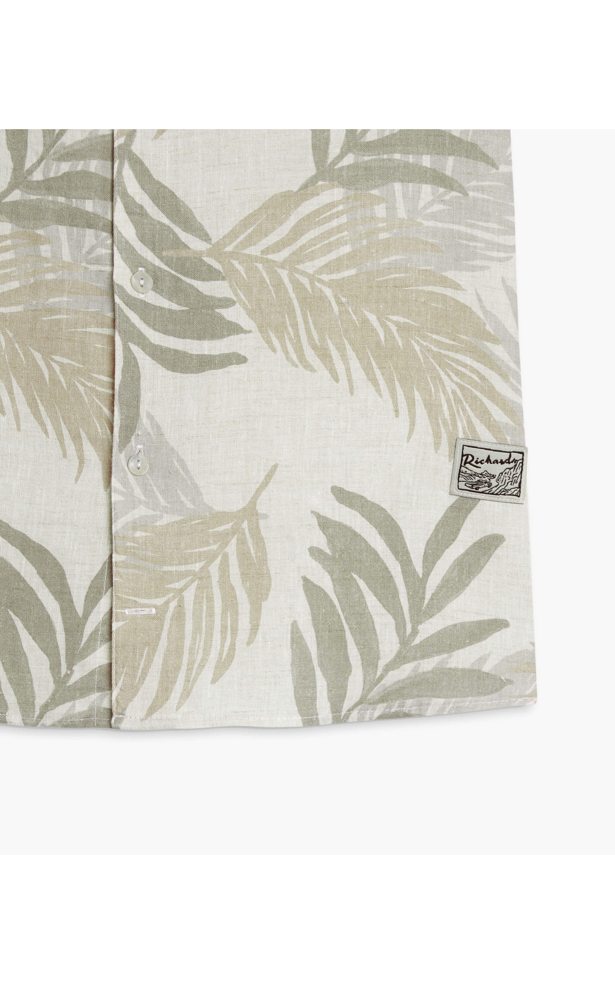 Camisa Linho  Palm Leaves Estampas Mc Verde Oliva