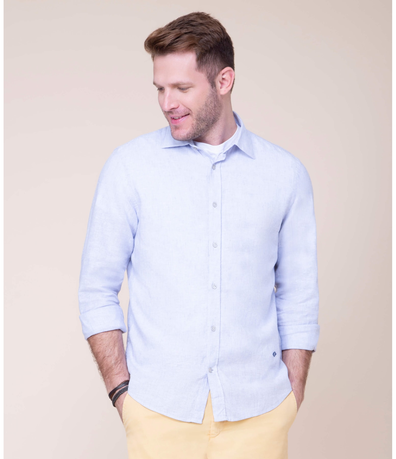 Camisa Linho  Patrick Listrada Ml Marinho